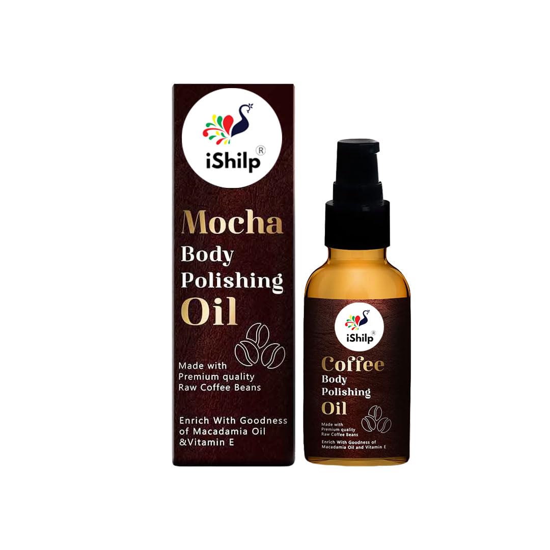 Premium Mocha Body Polishing Oil with Organic Coffee Beans, Macadamia Oil & Vitamin E - 100ml | Hydrating & Exfoliating Skin Care for Dry Skin - Perfect for Spa Day & Self-Care Routine