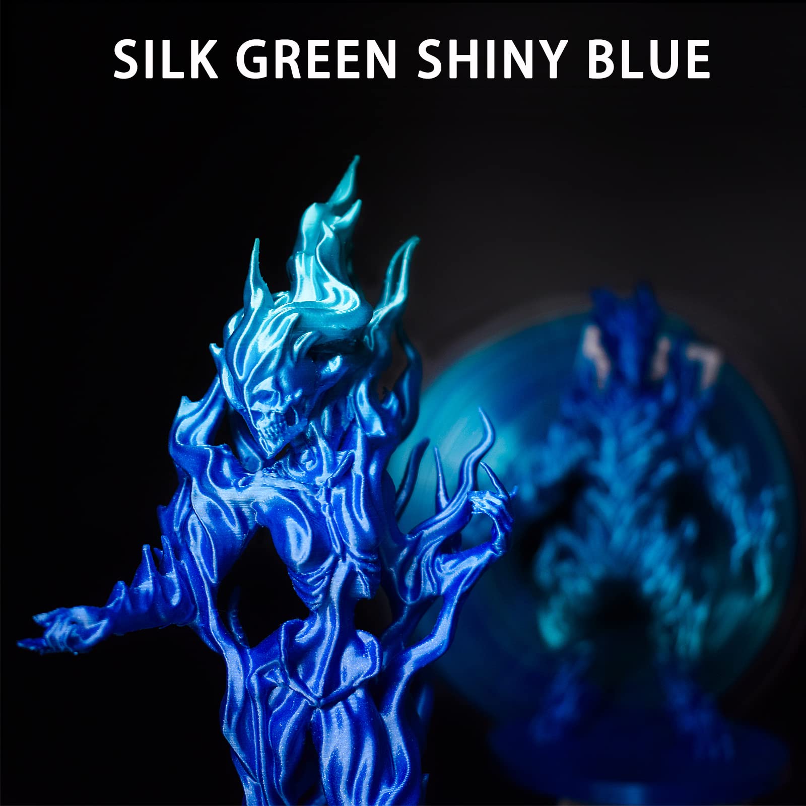Premium PLA 3D Printer Filament 1.75mm - Silk Green & Shiny Blue, High Precision +/-0.02mm, 1kg/2.2lbs Spool for Smooth 3D Printing - Ideal for DIY Projects, Cosplay Props, and Home Decor Creations