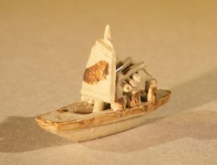 Bonsai Boy Mini Ceramic Sampan Boat Figurine - Small Decorative Collectible for Home Office Desk, Zen Garden & Asian-Inspired Decor