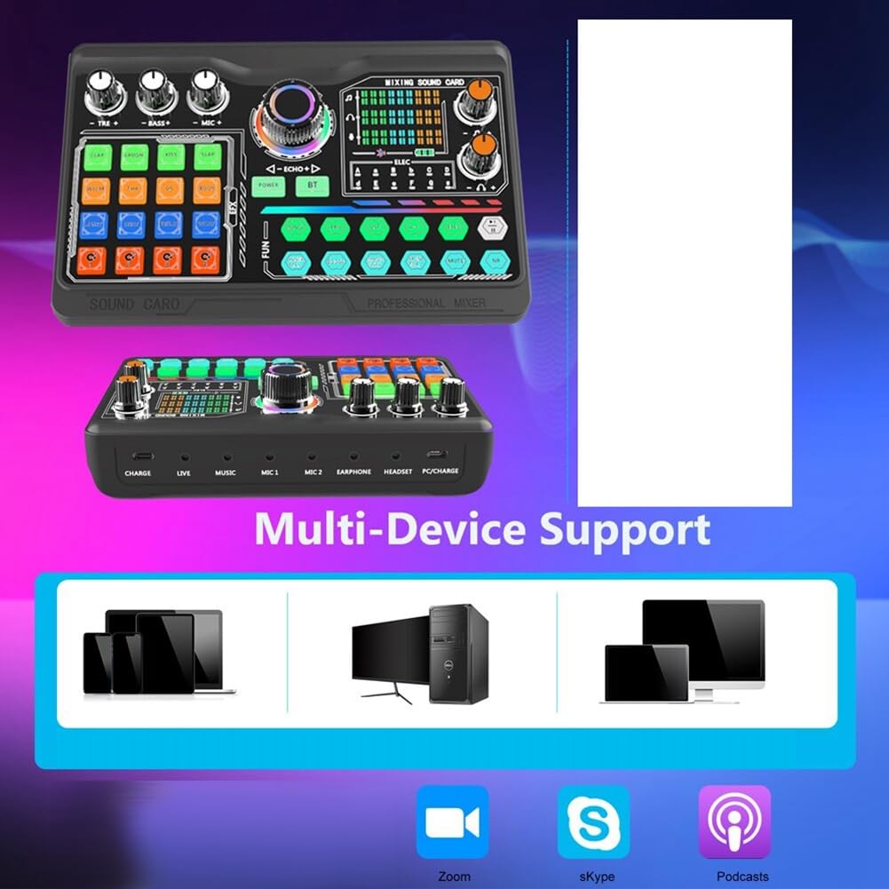 Youdefa P300 Professional Podcast Live Sound Card for PC, Smartphone, Laptop - Ideal for Vlog Recording, Live Streaming, and Studio Production