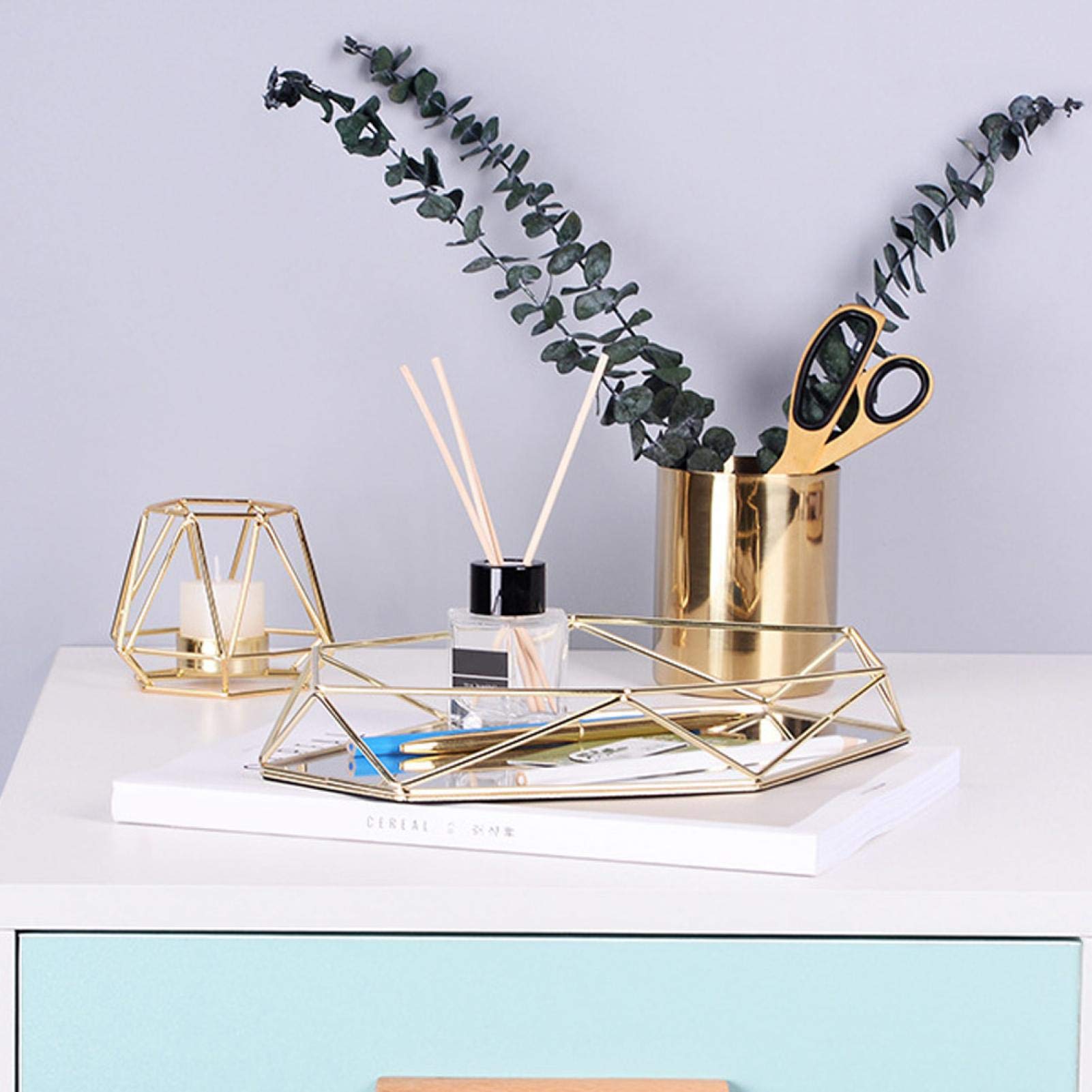 Elegant Gold & Black Metal Jewelry Tray - Perfect for Makeup Organization, Jewelry Display & Home Decor | Ideal for Vanity, Dresser & Party Decorations
