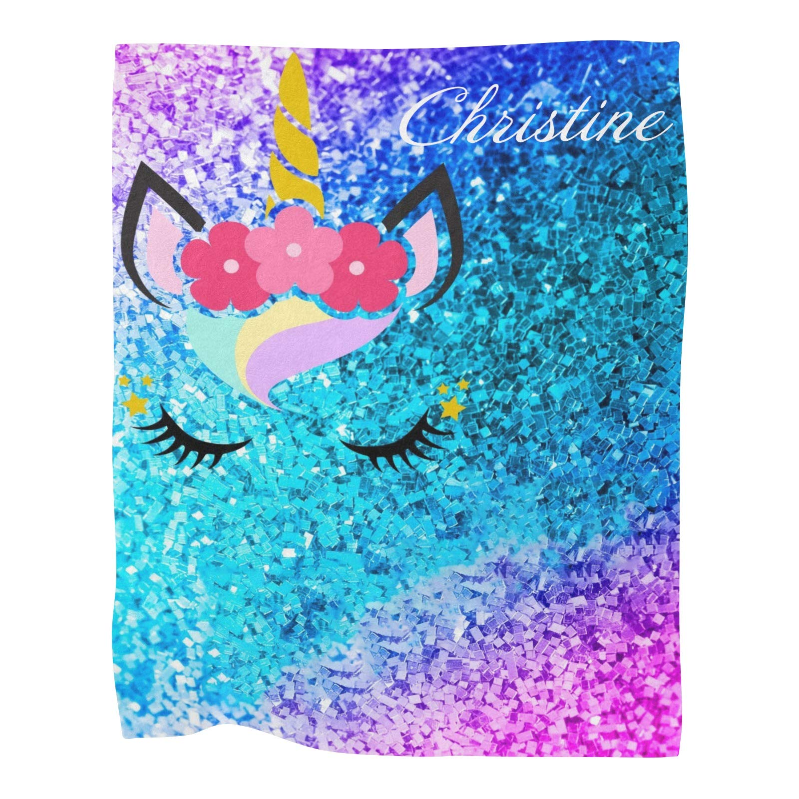 Custom Unicorn Baby Blanket with Name - Personalized Fleece Nursery Throw 30