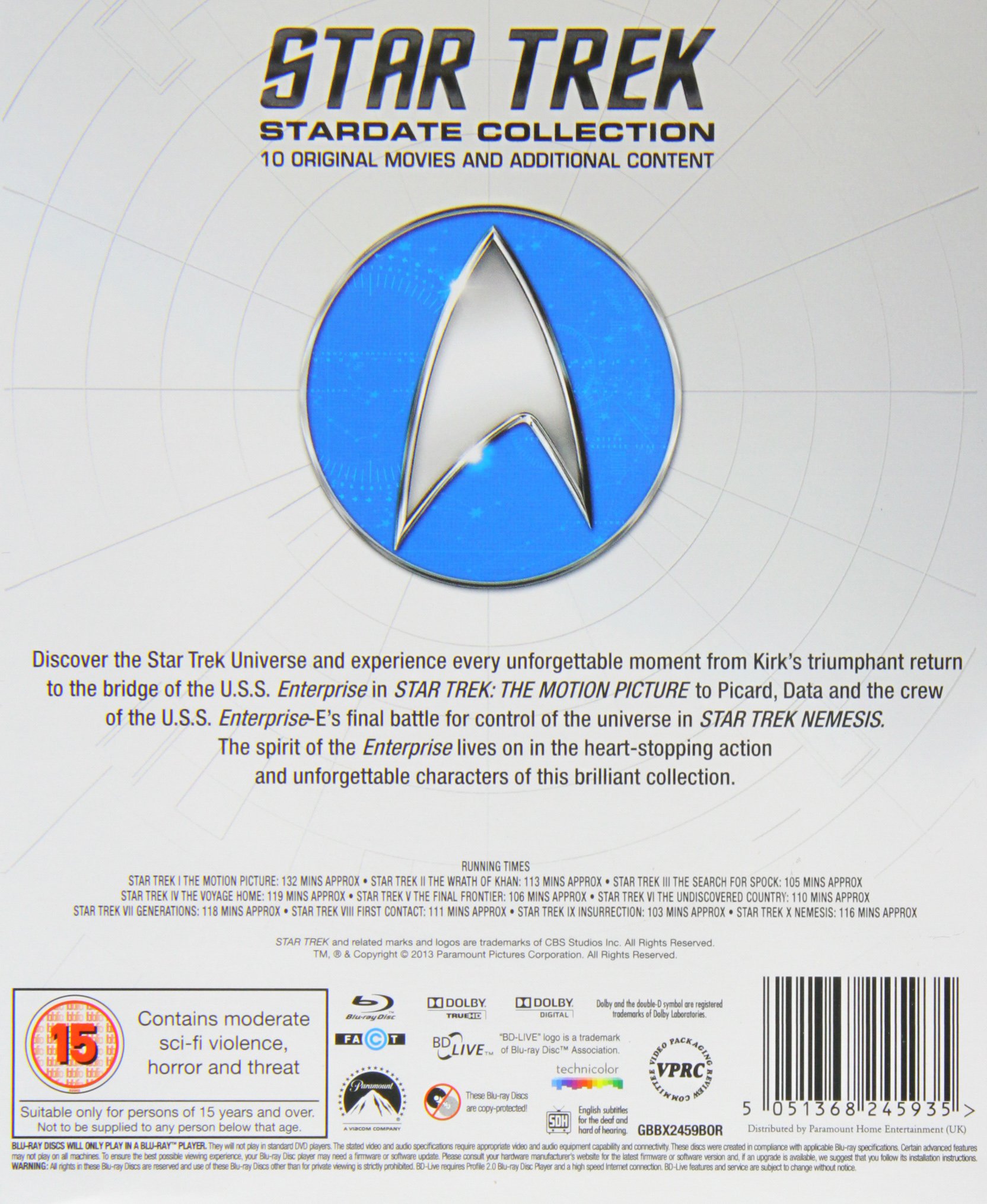 Star Trek: Stardate Collection - Movies 1-10 Blu-ray Box Set (1979-2002) | Region Free | Sci-Fi Movie Marathon | Perfect for Trekkies & Space Adventure Fans