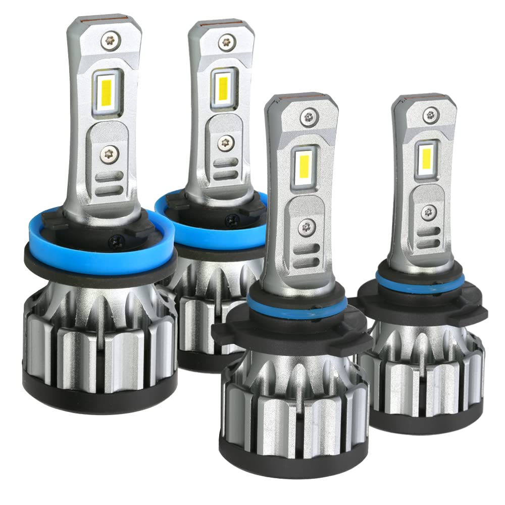 Syneticusa LED Headlight Bulbs High Low Beam Combo - 6000K White CSP LED Chips Conversion Kit (9005+H11) - Perfect for Night Driving, Foggy Conditions & Off-Road Vehicles