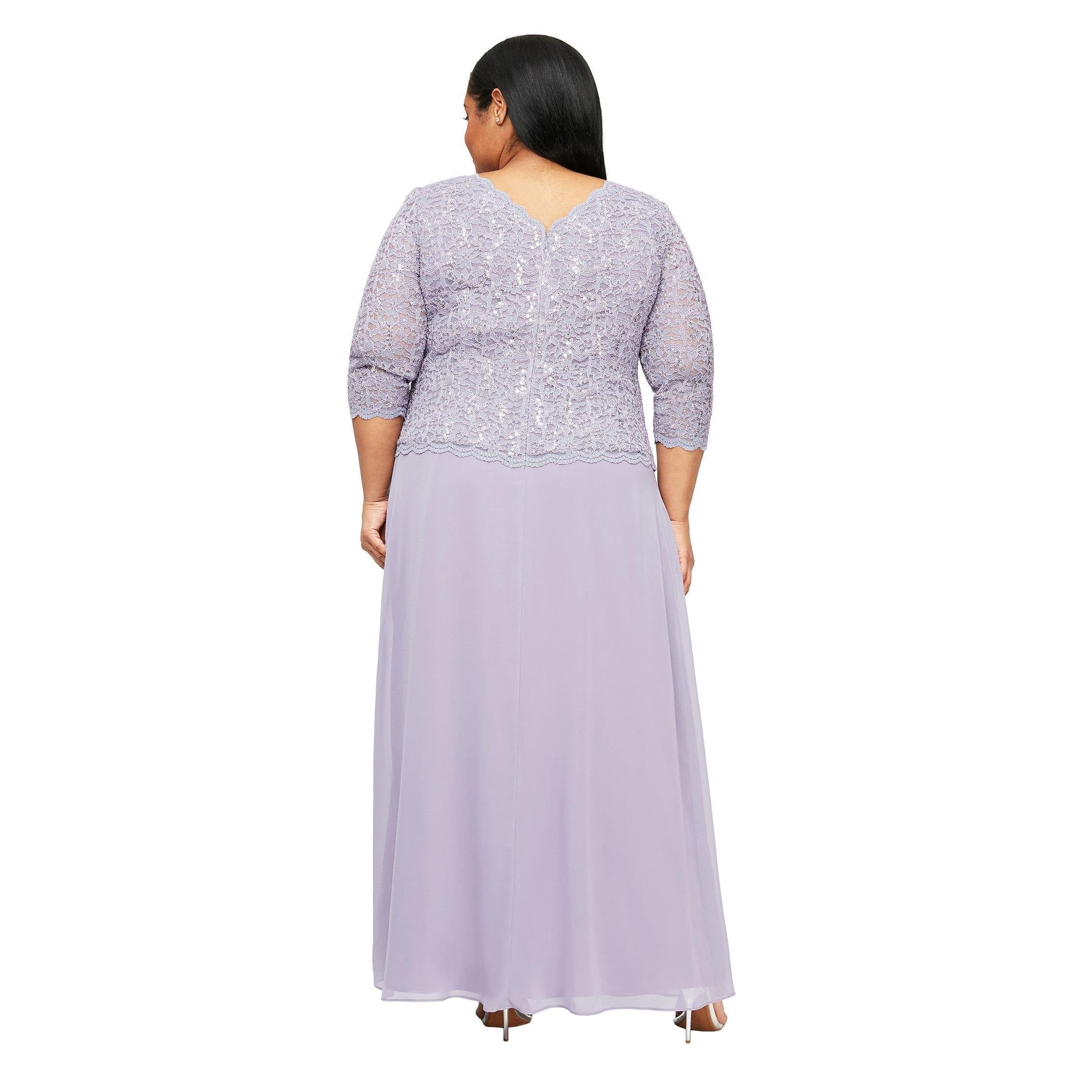Alex Evenings Women's Plus Size Sequin Lace Mock Dress for Weddings, Parties & Special Occasions | Elegant Formal Evening Gown