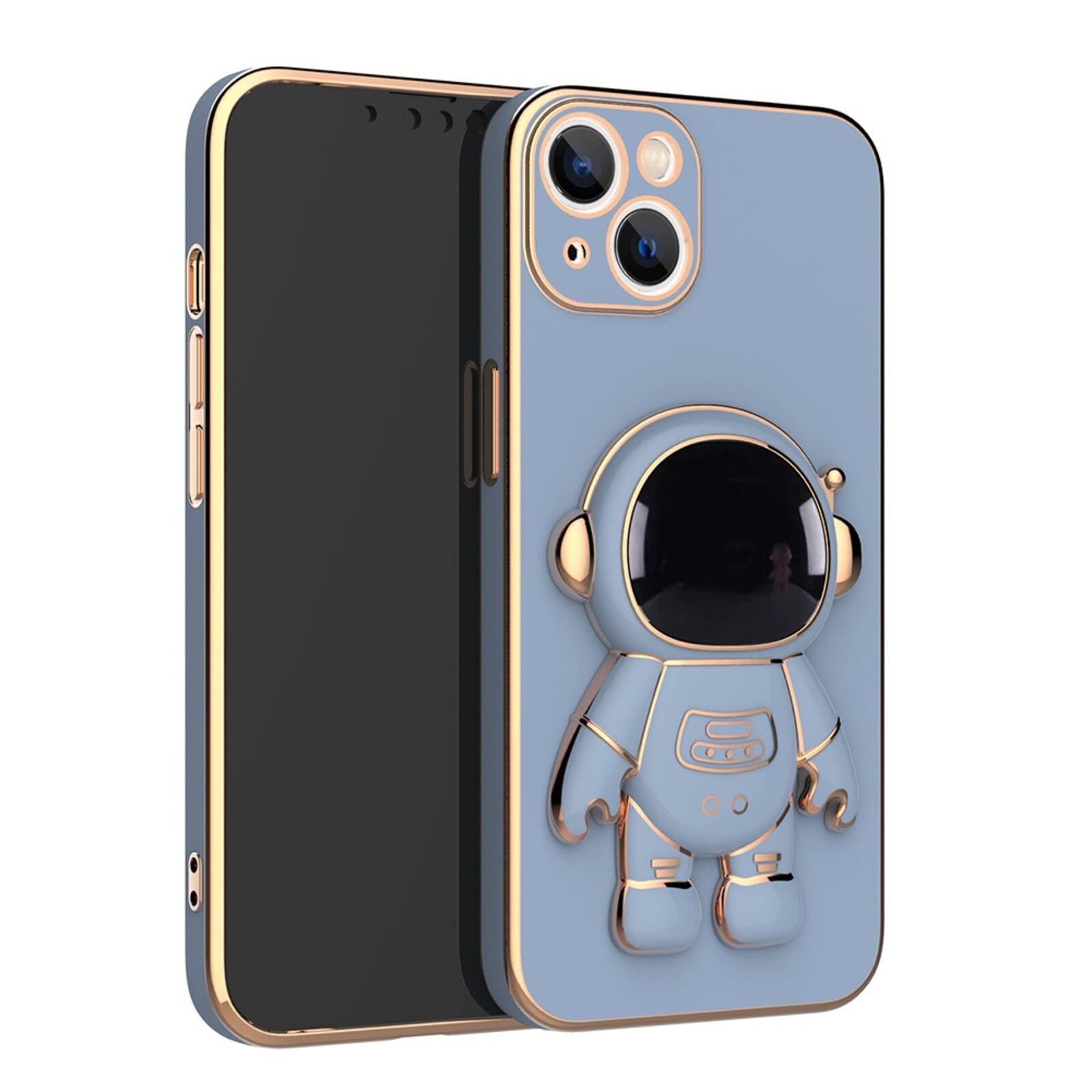 6D Plating Astronaut Phone Case with Stand - Compatible with iPhone 11/12/13 Pro Max, Durable Protective Cover (Blue) | Perfect for Space Enthusiasts & Everyday Use