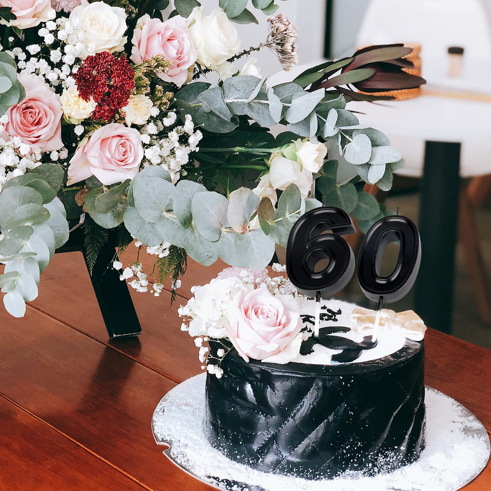 Diamond Shape 3D Numbered Birthday Candles (7cm) - Black Set of 6 for Wedding, Birthday, Graduation & Party Cake Decorations | Perfect for Anniversary Celebrations, Baby Showers & Special Events