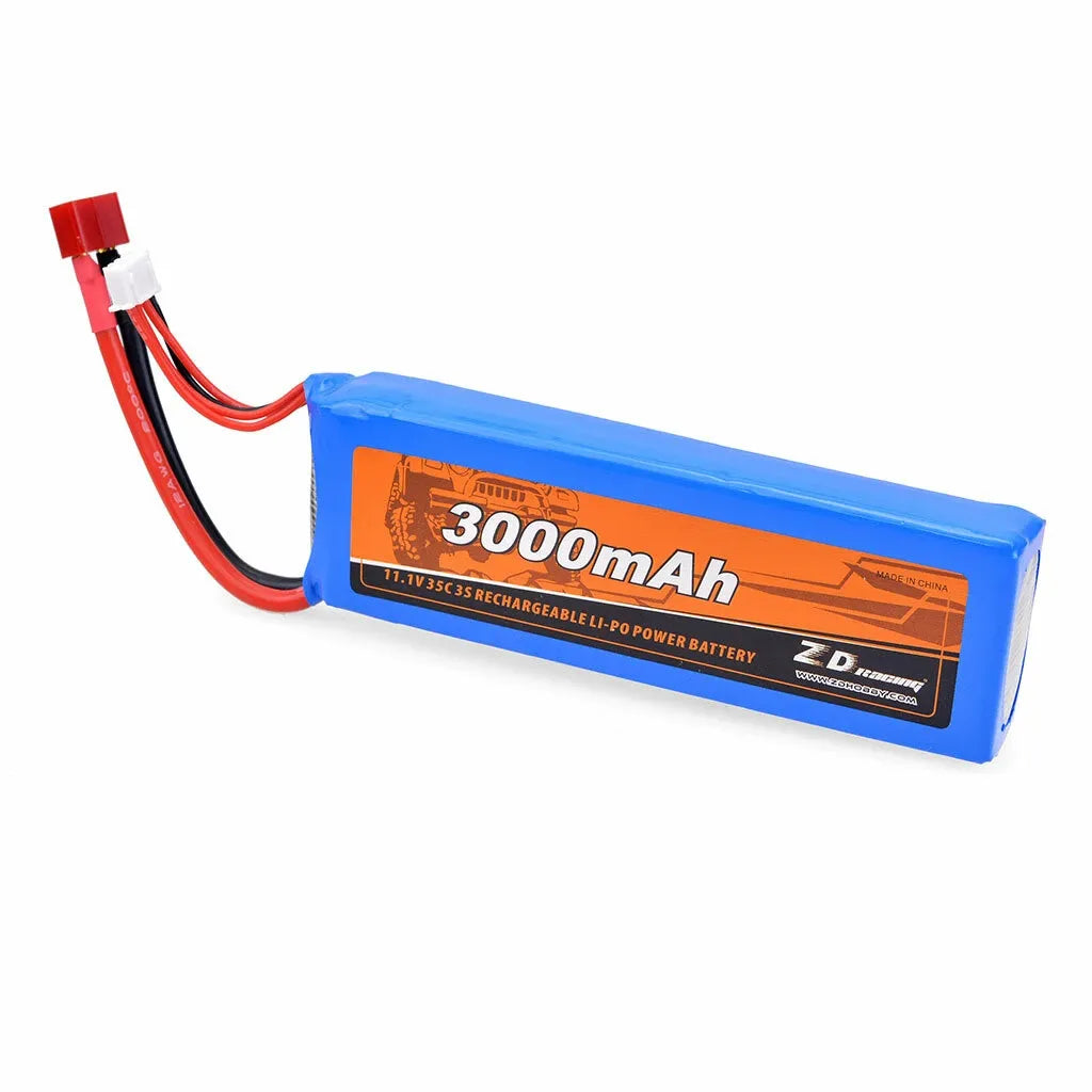 ZD Racing 11.1V 3000mAh 35C 3S Lipo Battery with T Plug for 1/10 RC Cars, Trucks & Vehicles - Perfect for Off-Road Bashing, Racing & Crawling