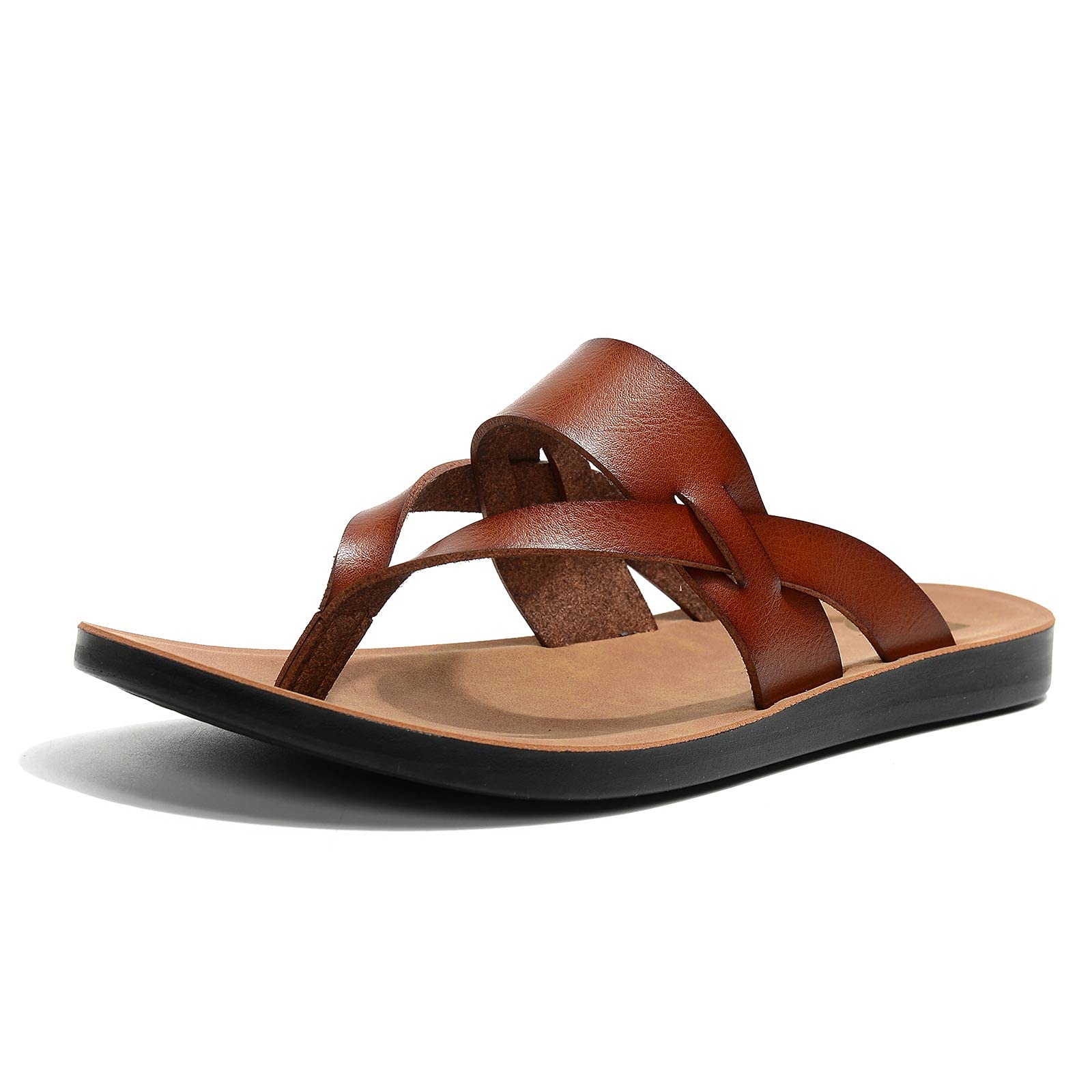 HUOHULI Women's Leather Flip Flops - Comfortable Thong Sandals with Soft Cushioned Insole for Beach, Pool & Outdoor Wear | Summer Casual Walking Shoes