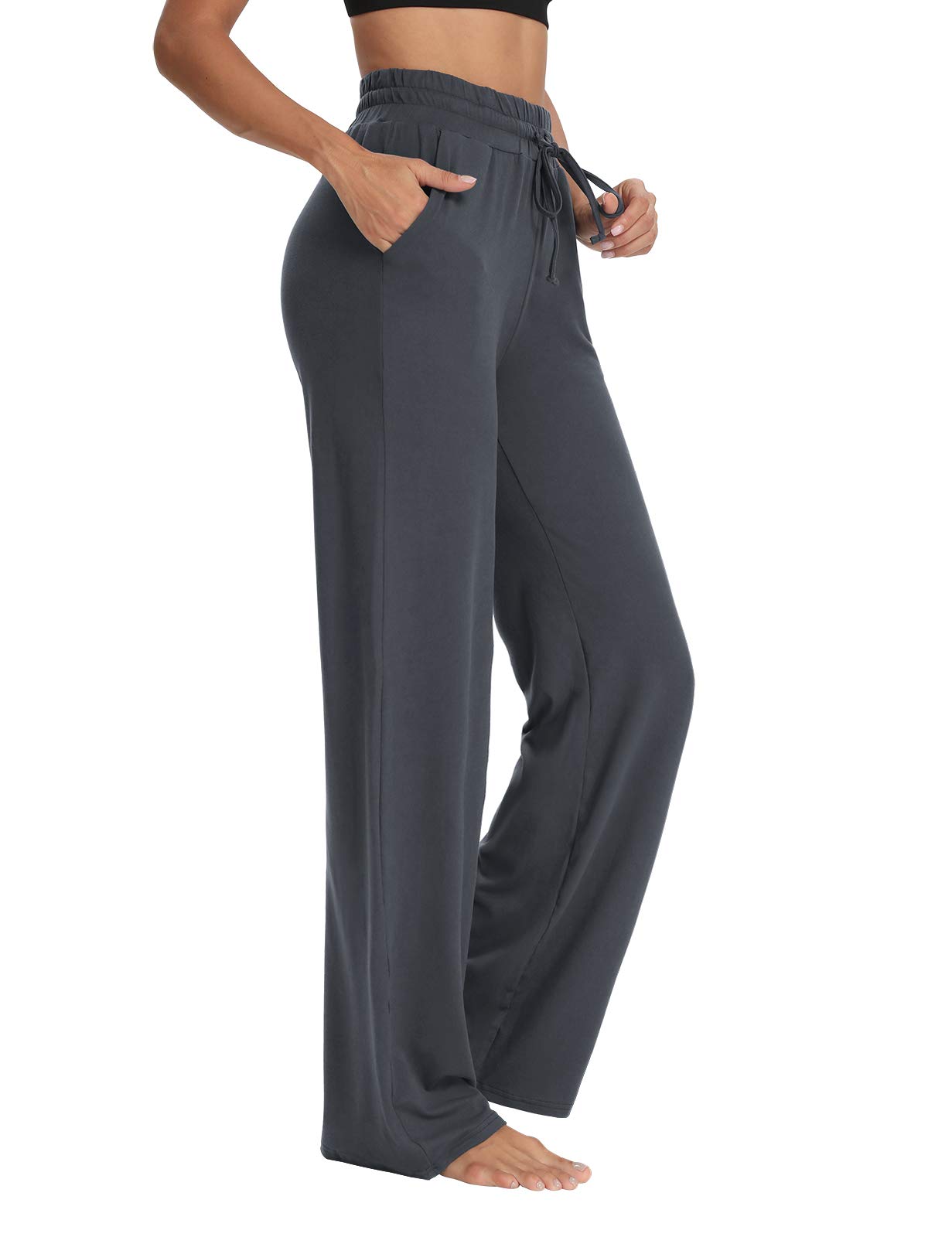 Sarin Mathews Women's Wide Leg Yoga Sweatpants - High Waisted Lounge Pajama Pants with Drawstring & Pockets - Comfy Workout Joggers for Yoga, Running, Gym and Home Relaxation