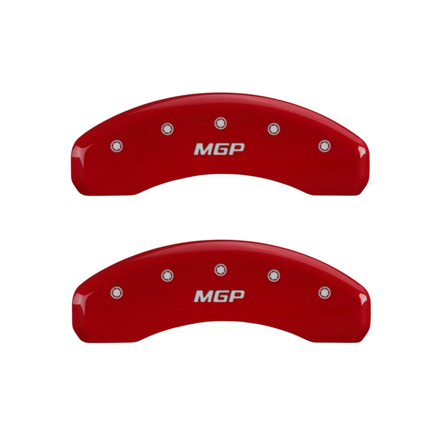 MGP Caliper Covers 10119SMGPRD - Red Brake Caliper Covers with Silver Engraving (Set of 4) | Premium Car Accessories for Enhanced Vehicle Styling & Protection | Perfect for Sports Cars, Luxury Vehicles & Auto Enthusiasts