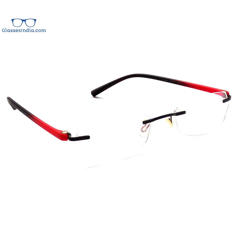 Blue Light Blocking Computer Glasses - Red Rimless Anti Eye Strain Glasses for Gaming & Office Work (Model F003RD) - Reduce Digital Eye Fatigue for Screen Time & Online Meetings