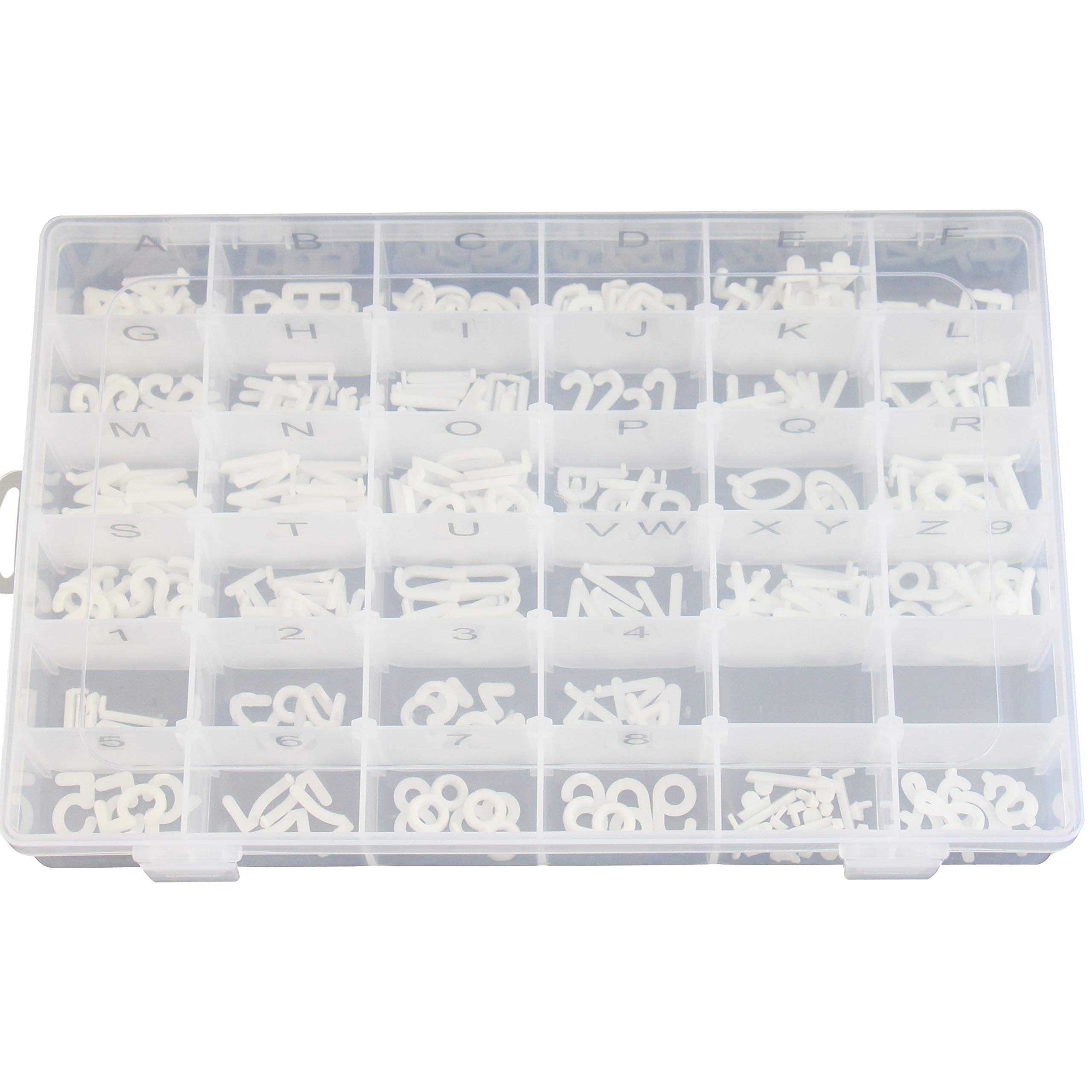 Adjustable Plastic Organizer Box with 36 Compartments & Pre-Applied Letter Stickers - Perfect for Letter Board Storage, Office Supplies, and Craft Organization