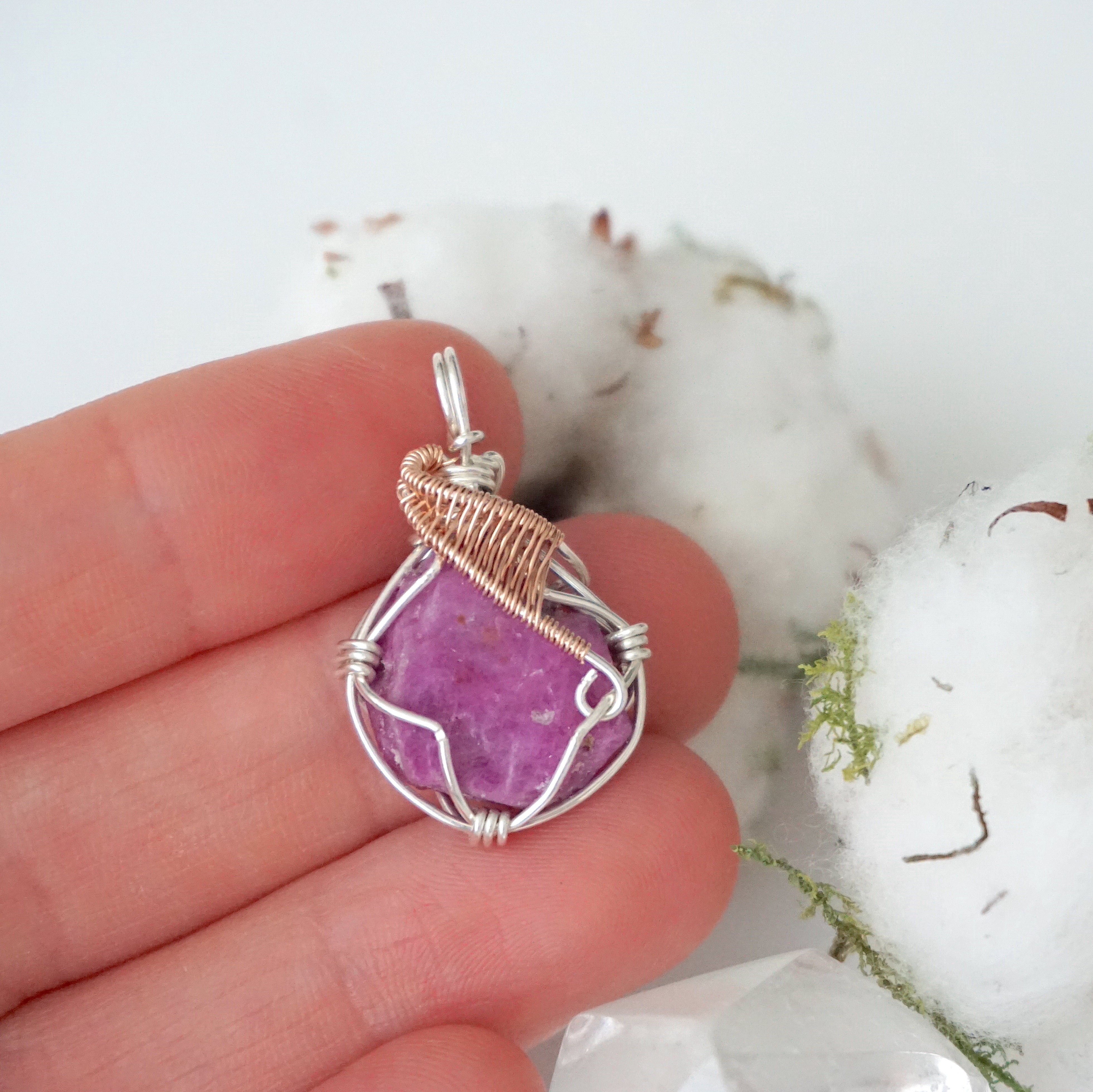 Natural Raw Ruby Crystal Necklace - Sterling Silver & 14K Gold Pendant Jewelry for Women | Elegant Gift for Birthday, Anniversary & Special Occasions