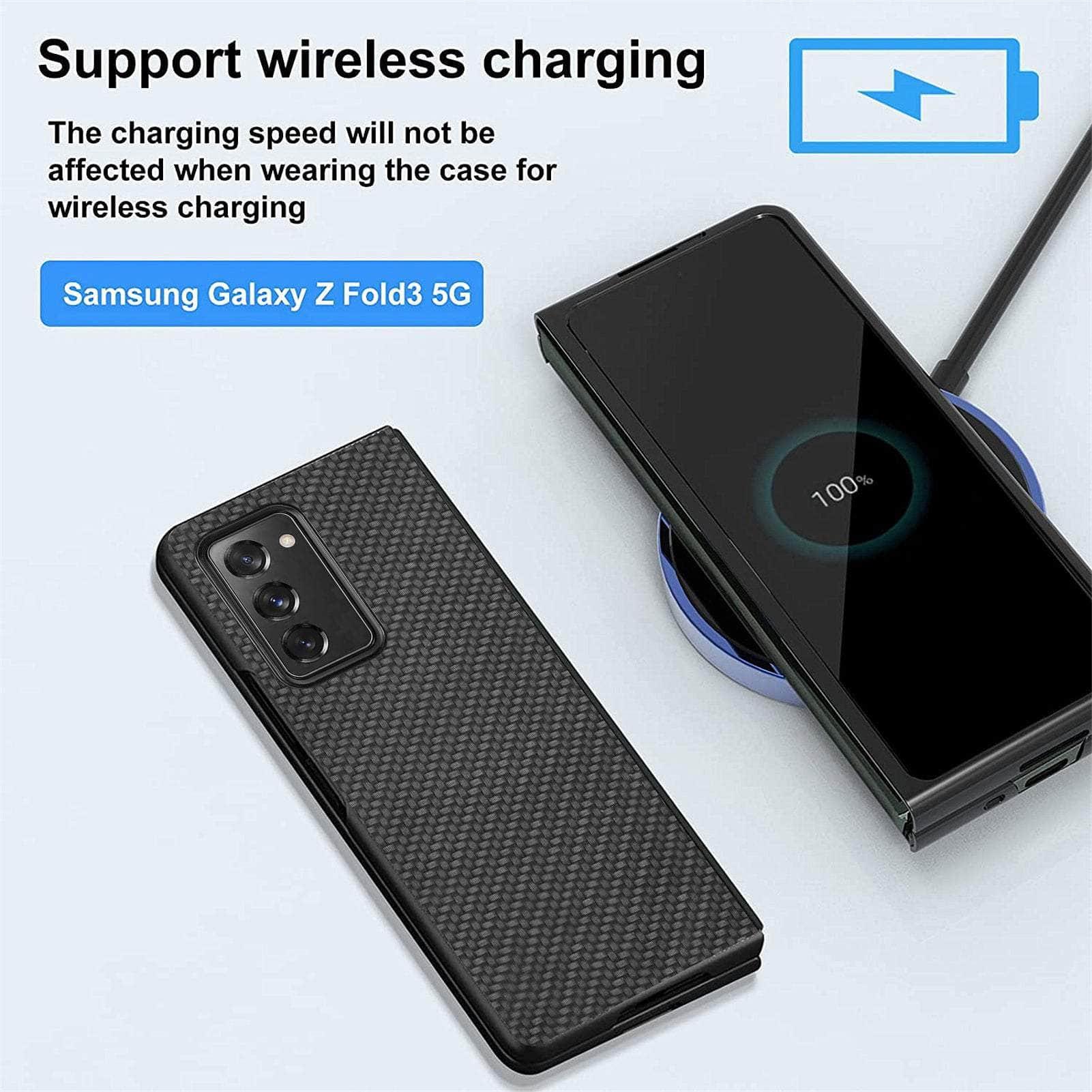 Anti-Slip Carbon Fiber Case for Samsung Galaxy Z Fold 3 - Protective Phone Cover with Grip Texture | Perfect for Work, Travel & Everyday Use