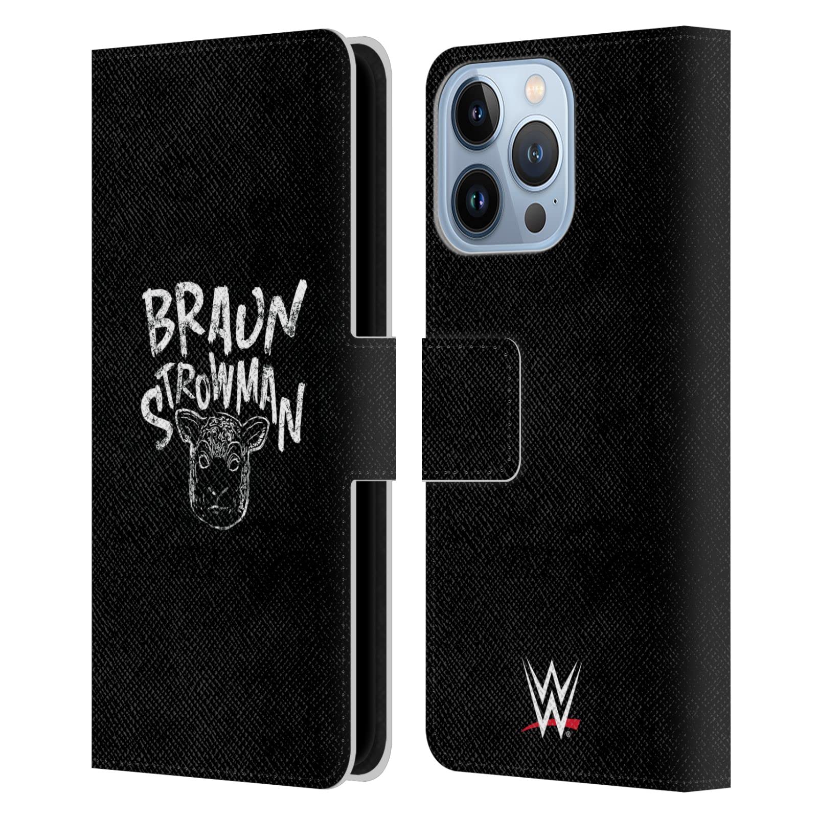 Officially Licensed WWE Braun Strowman Leather Book Wallet Case for Apple iPhone 13 Pro - Durable Protection & Stylish Design for Everyday Use