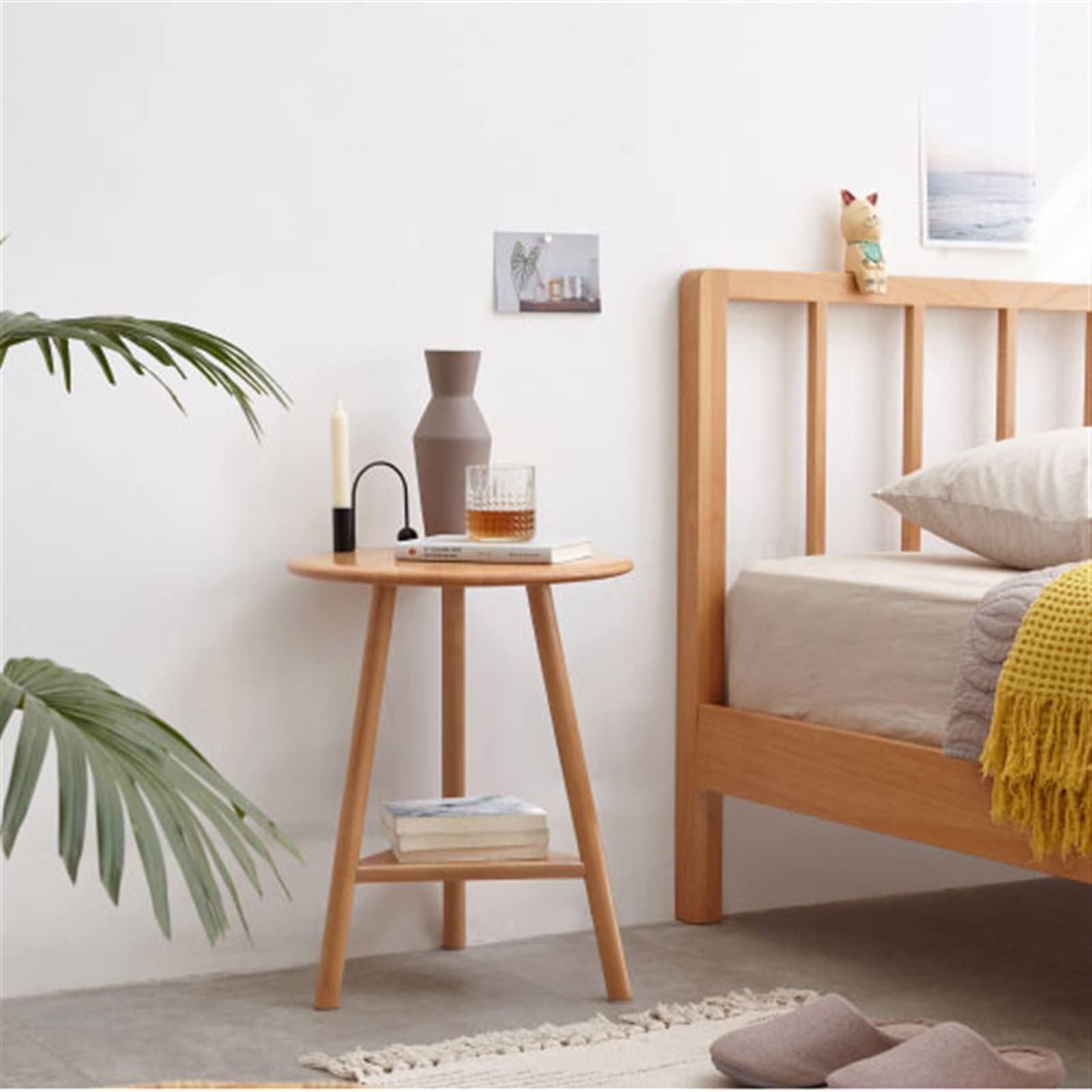 Modern Round Coffee Table with 2-Story Storage - Small Side End Table for Living Room, Bedroom, Office - Perfect for Sofa, Couch & Nightstand Use - Space-Saving Home Decor Furniture