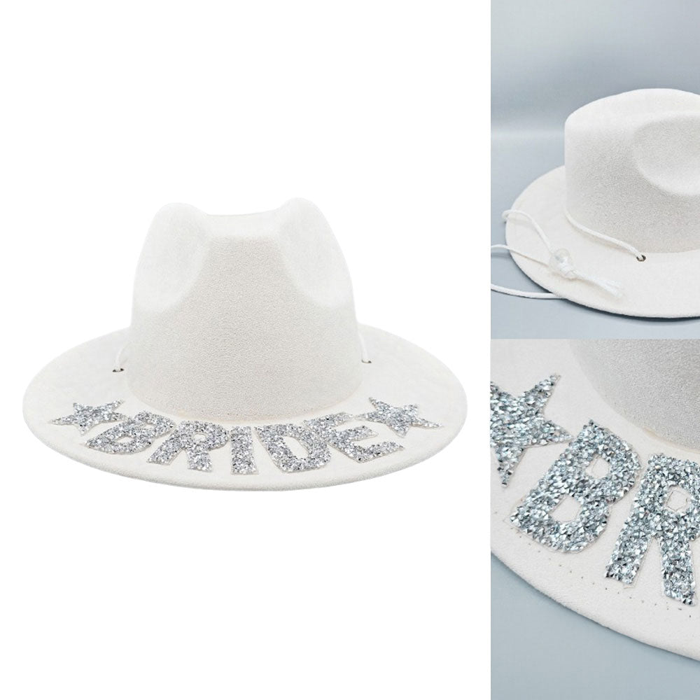 Sparkling White Rhinestone Cowboy Hat for Bride - Western Style Wedding Accessory - Perfect for Bachelorette Parties, Country Themed Weddings & Photo Shoots