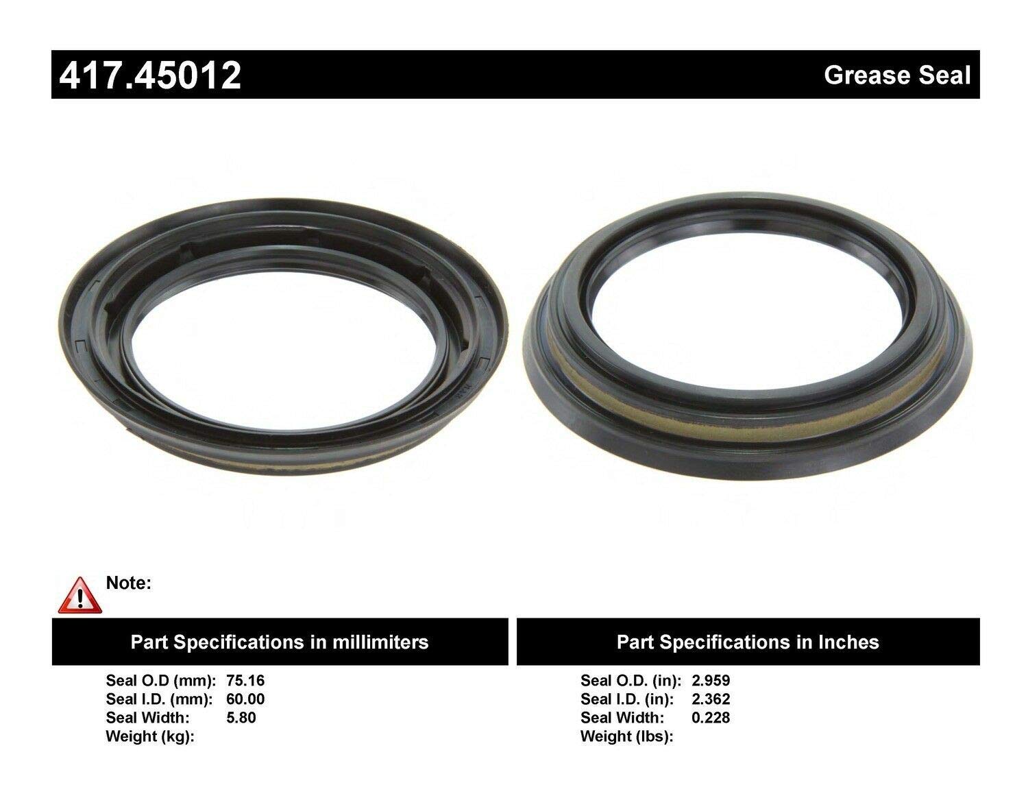 Centric 417.45012 Premium Oil Seal - High Performance Automotive Oil Seal for Engines, Transmissions & Axles - Durable Leak Protection for Cars, Trucks & SUVs