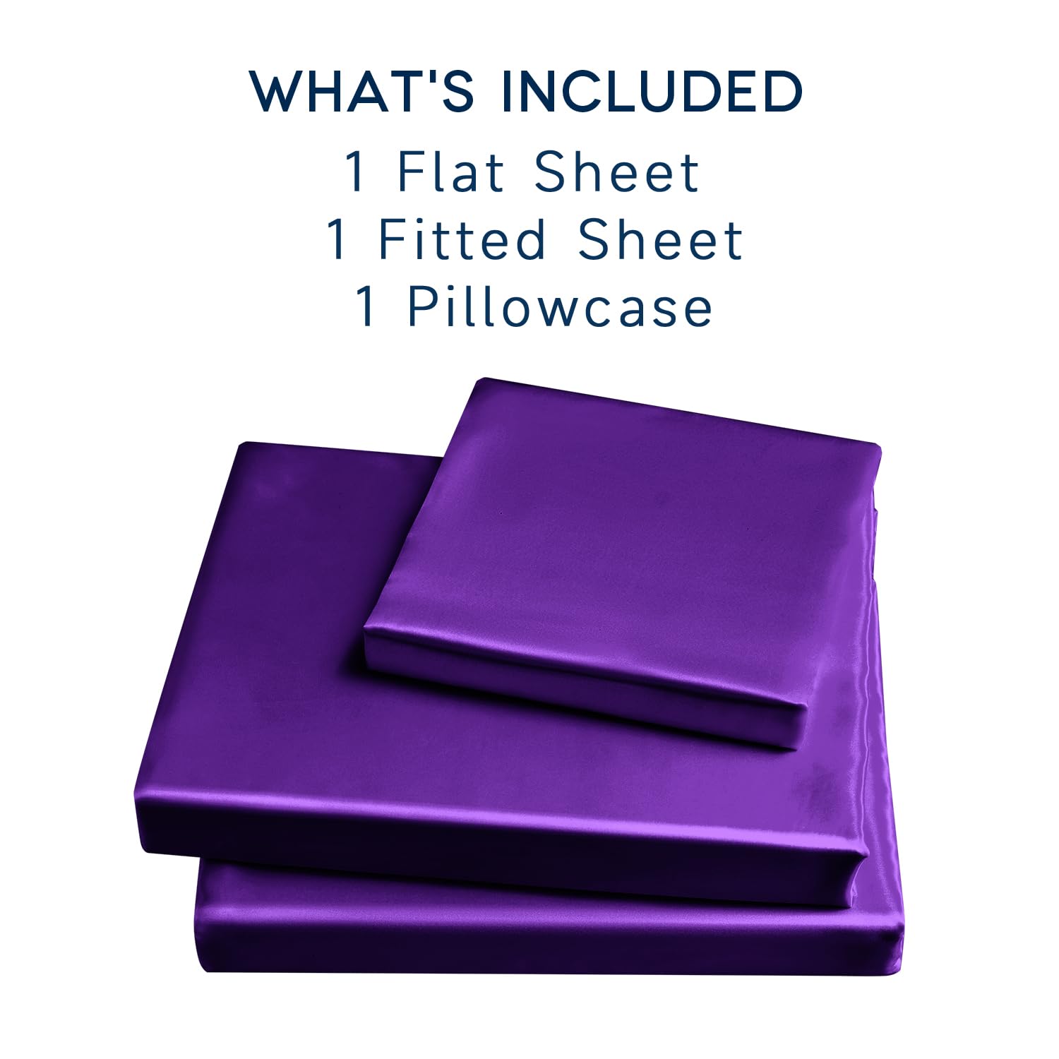 Luxury Satin Sheets Twin Size - 3 Piece Silky Soft Bed Sheet Set for Kids & Adults, Wrinkle-Free Dark Purple Satin Silk Sheets with Deep Pocket Fitted Sheet, Flat Sheet & Pillowcase - Perfect for Bedroom Decor, Gift Giving & Comfortable Sleep