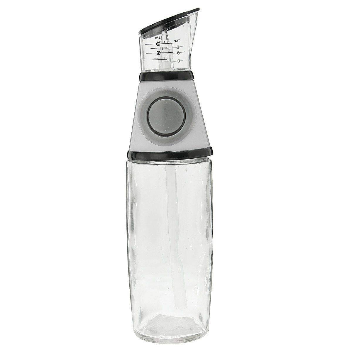 Premium Glass Seasoning Bottles & Olive Oil Dispenser - Kitchen Measuring Pourer for Vinegar, Gravy & Spices (Silver, Medium) - Perfect for Cooking, Baking & Salad Dressing