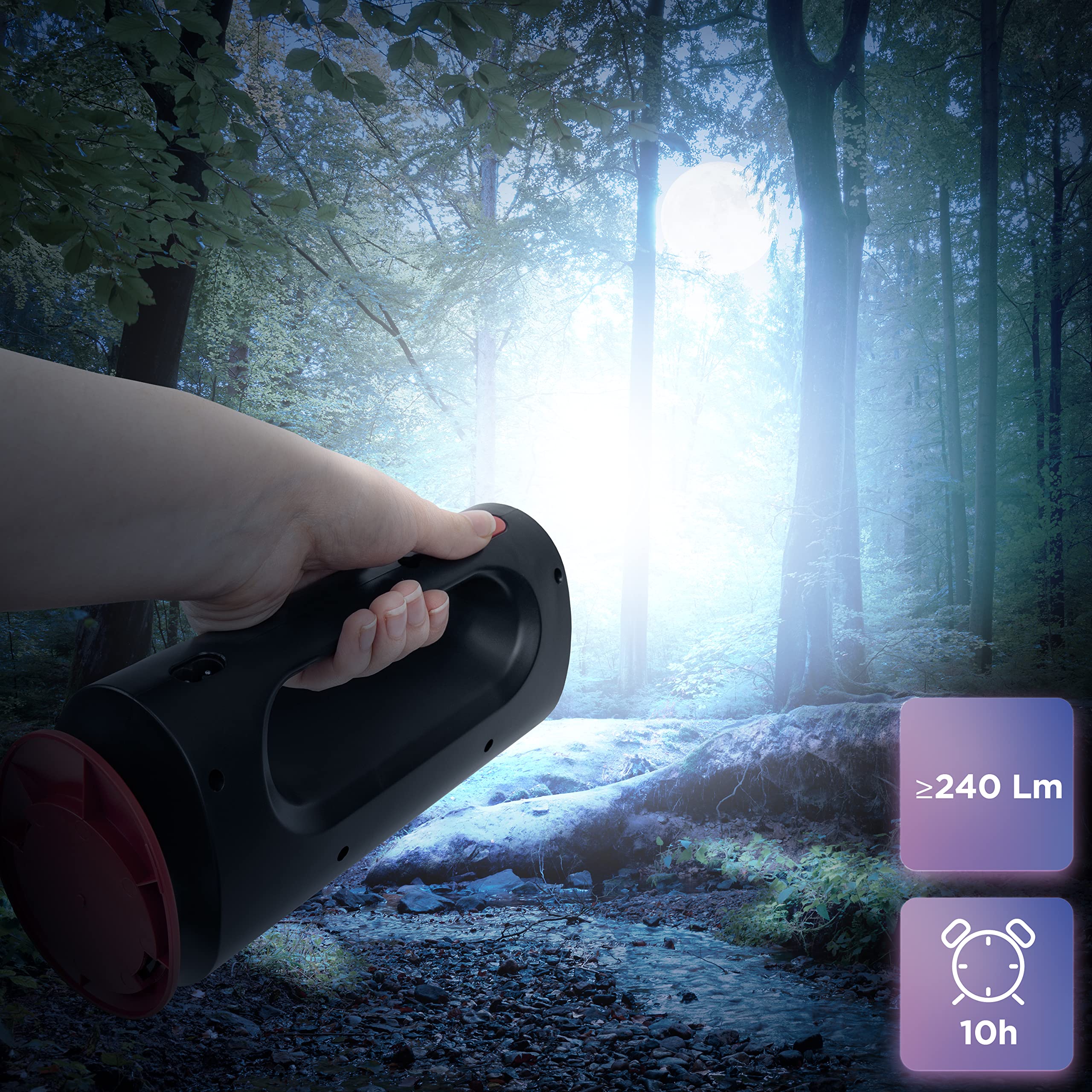 Duronic RL13 Rechargeable Emergency Flashlight & Lantern - 240 Lumens Torch & 65 Lumens LED Light - Handheld, Freestanding, Wall Mountable for Camping, Hiking, Power Outages & Home Safety