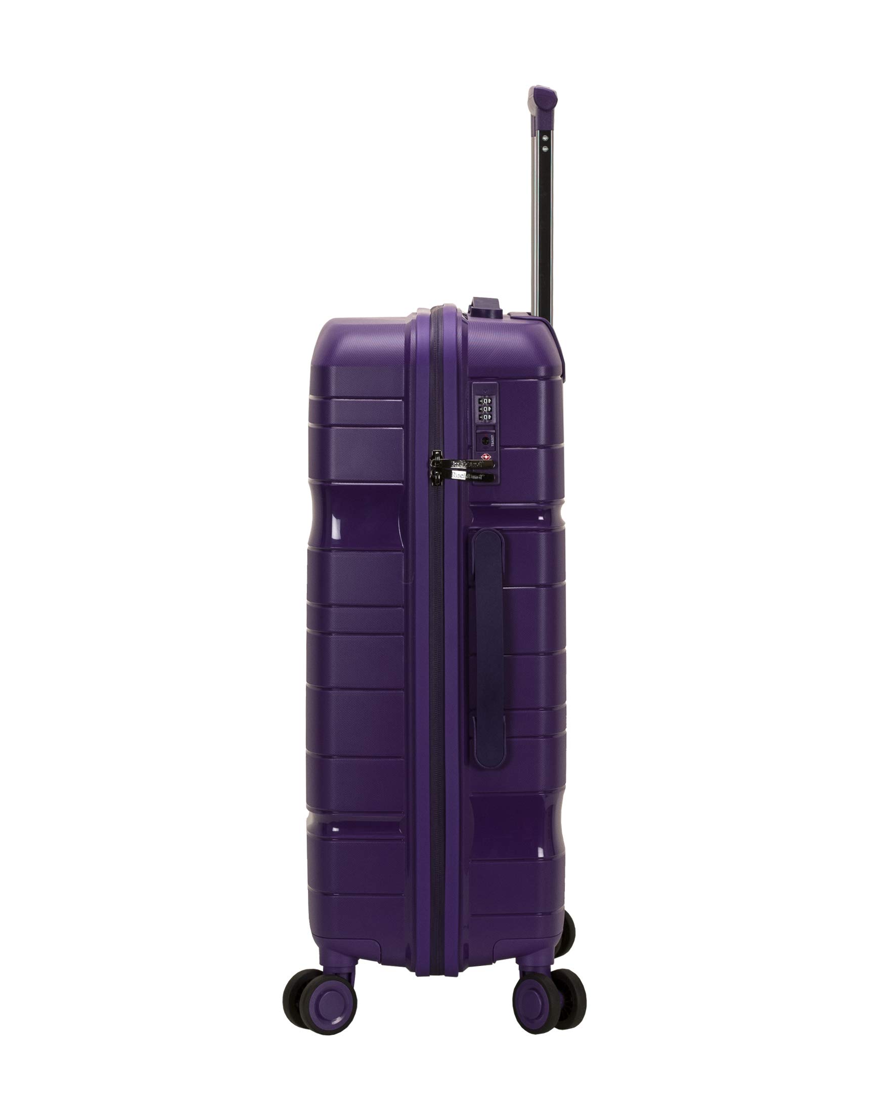 Rockland Linear Hardside Spinner Wheel Luggage Set - 3-Piece (19/23/27 Inch) Purple Suitcases for Travel, Lightweight & Durable Carry-On & Checked Bags - Perfect for Family Vacations, Business Trips & International Travel