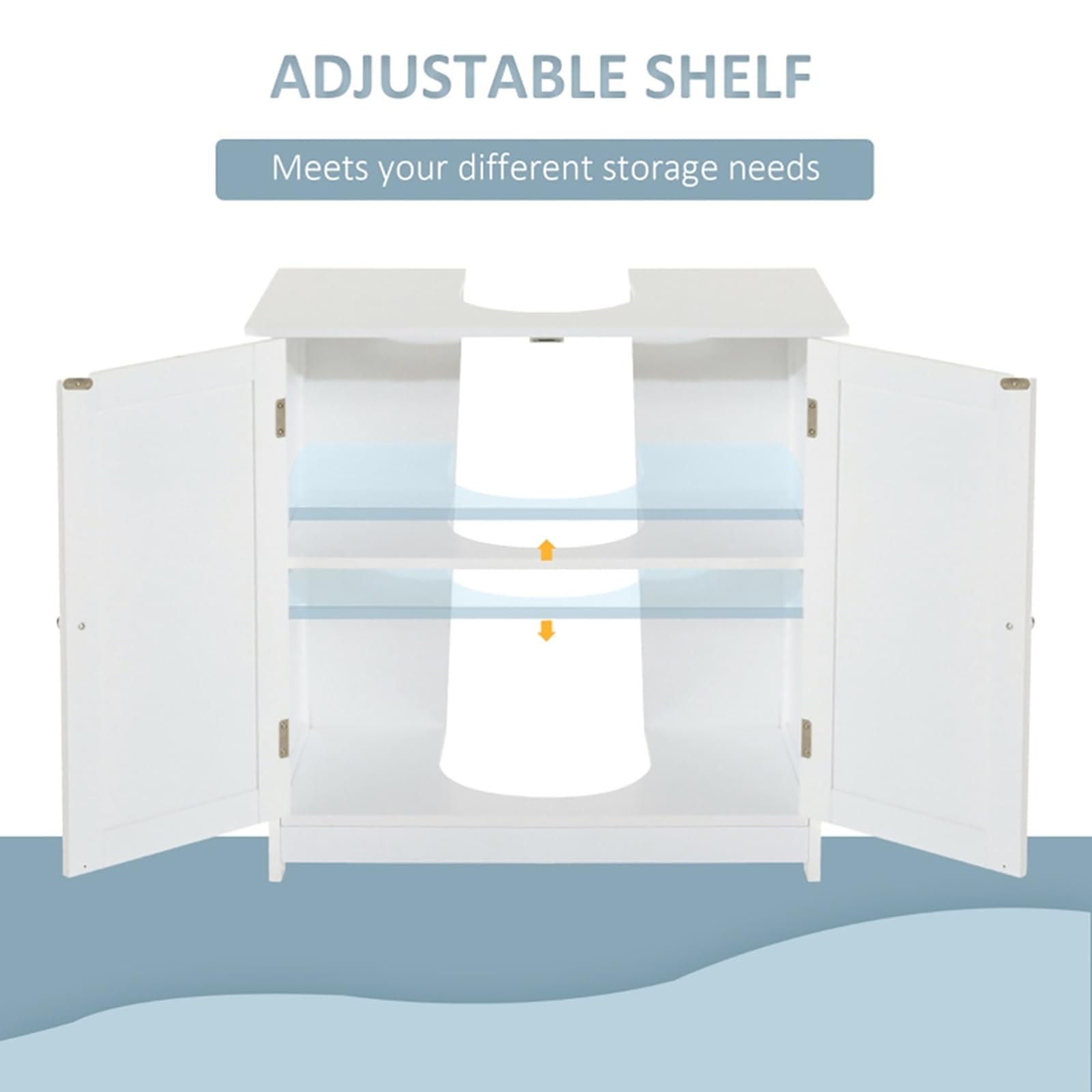 Modern White Bathroom Vanity Cabinet Without Sink - Pedestal Sink Storage Organizer for Small Bathrooms | Perfect for Powder Rooms, Guest Baths & Apartment Bathroom Storage Solutions