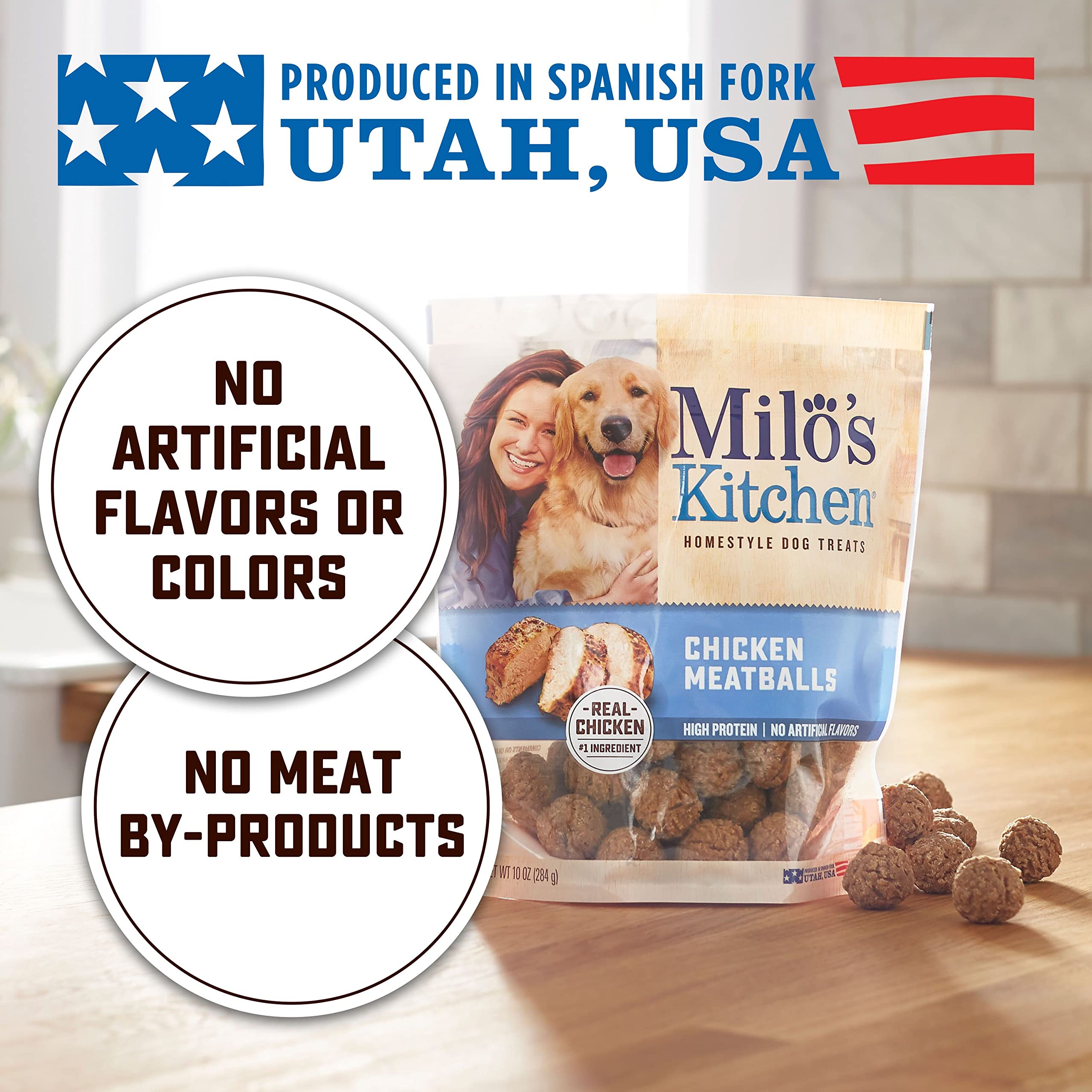 Milo's Kitchen Chicken Meatballs Dog Treats - Grain-Free, Natural Protein Snacks for Dogs, 18-Ounce Bag - Perfect for Training, Rewards & Healthy Chewing