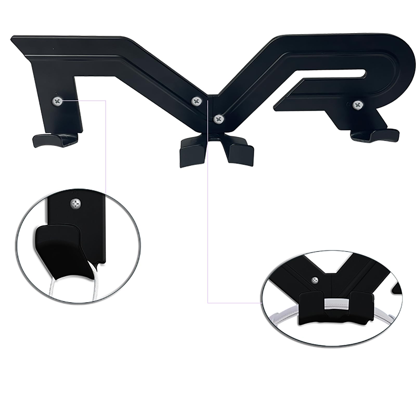 Universal VR Headset Wall Mount Holder for Meta Quest 1/2/3, Pico 4, Valve Index - Black | Space-Saving VR Storage Solution for Gaming Room & Living Room