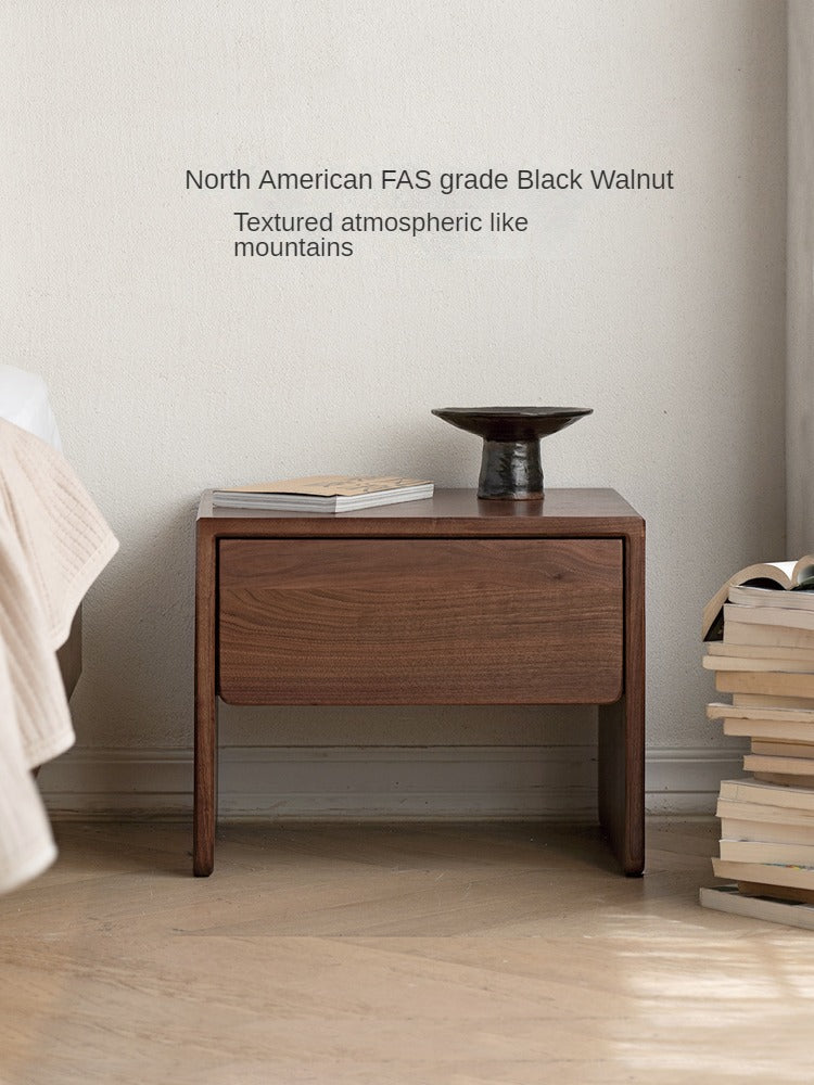 Modern Solid Wood Nightstand - Black Walnut & Ash Wood Bedside Table for Bedroom, Living Room, or Office - Stylish and Functional Storage Furniture
