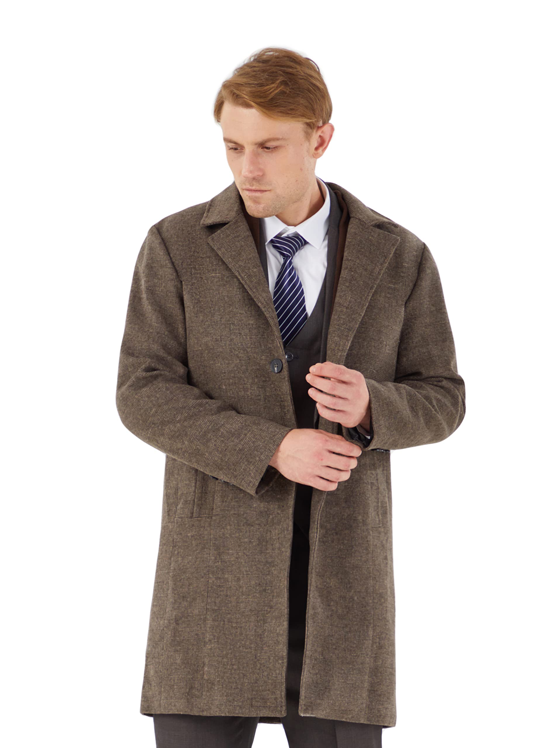 WULFUL Men's Wool Trench Coat - Slim Fit Winter Overcoat for Business & Casual Wear | Warm Long Coat for Office, Dating & Outdoor Activities