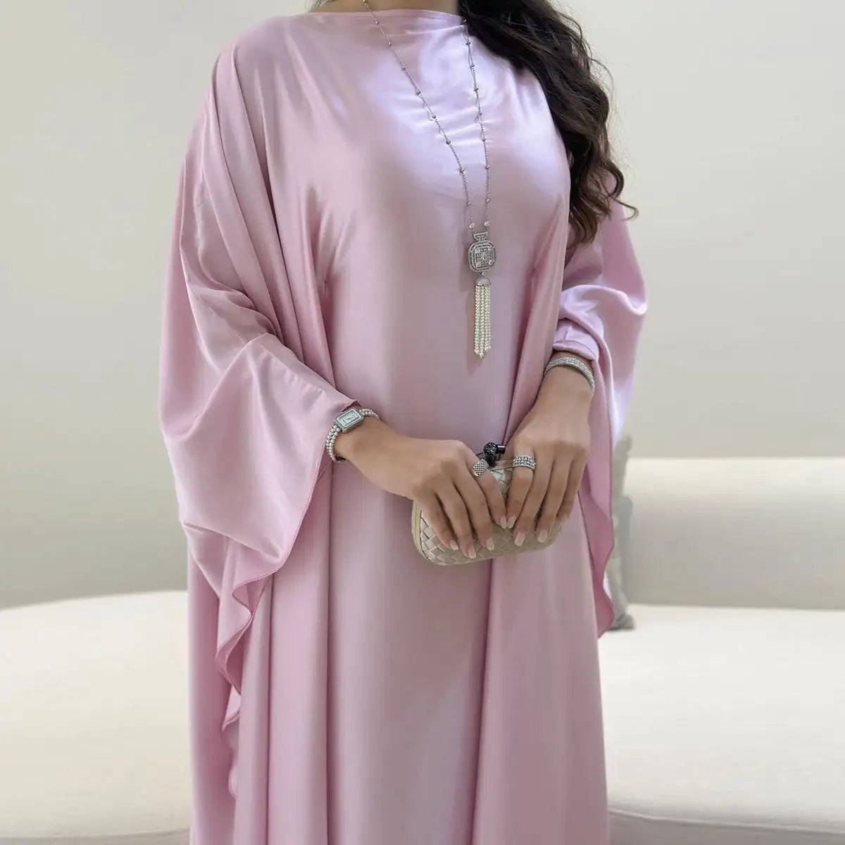 Urgarment Farasha Abaya Dress with Batwing Sleeves - One Size Fits All (#25096) | Elegant Muslim Women's Prayer Dress for Mosque & Special Occasions