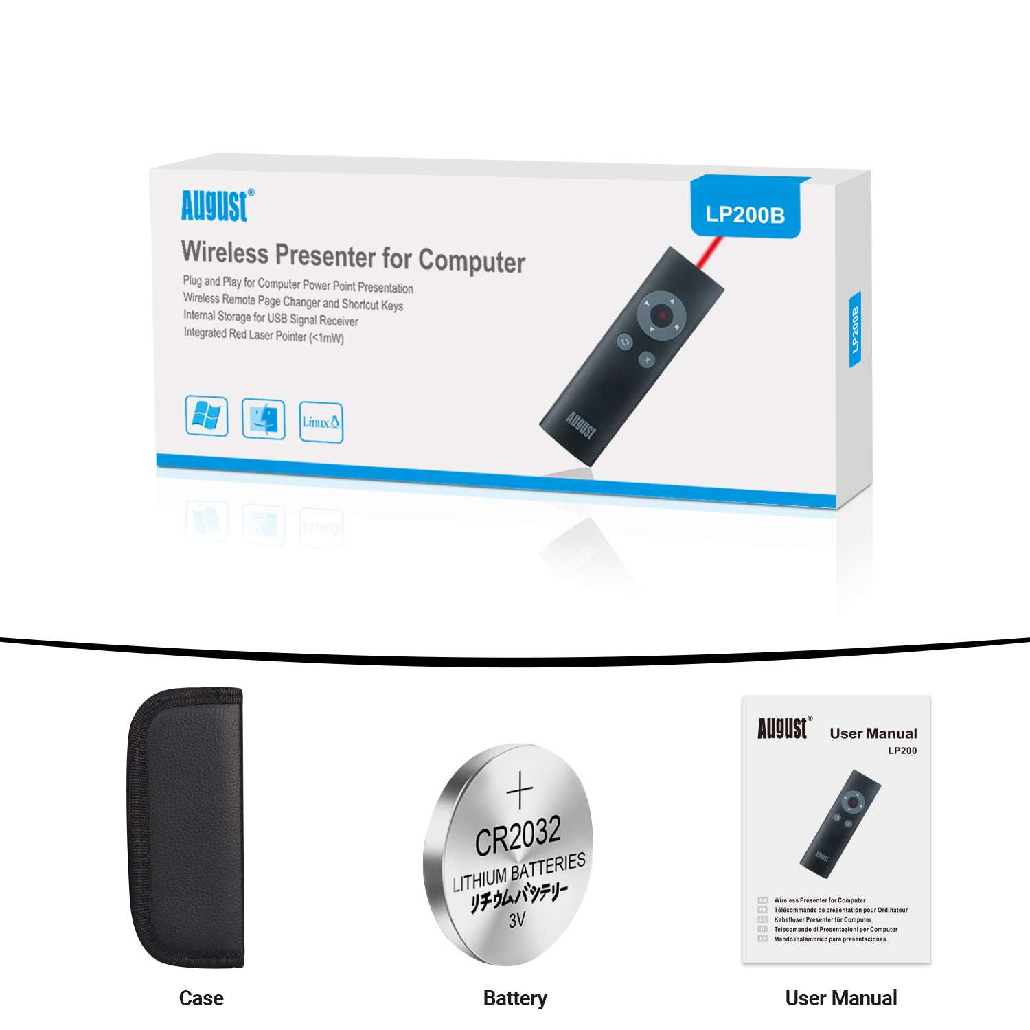 August LP200 Presentation Remote with Shortcut Keys - ALT TAB PPT Clicker for PowerPoint Presentations, Google Slides & Online Meetings
