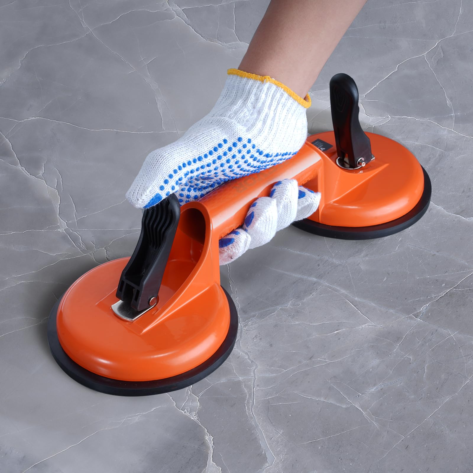 VEVOR NBR Glass Vacuum Lifter - 119mm Diameter, 85-150kg Load Capacity, -20°C to 60°C Operating Temperature - Heavy Duty Suction Cup for Glass, Marble, Tile Installation & Window Replacement