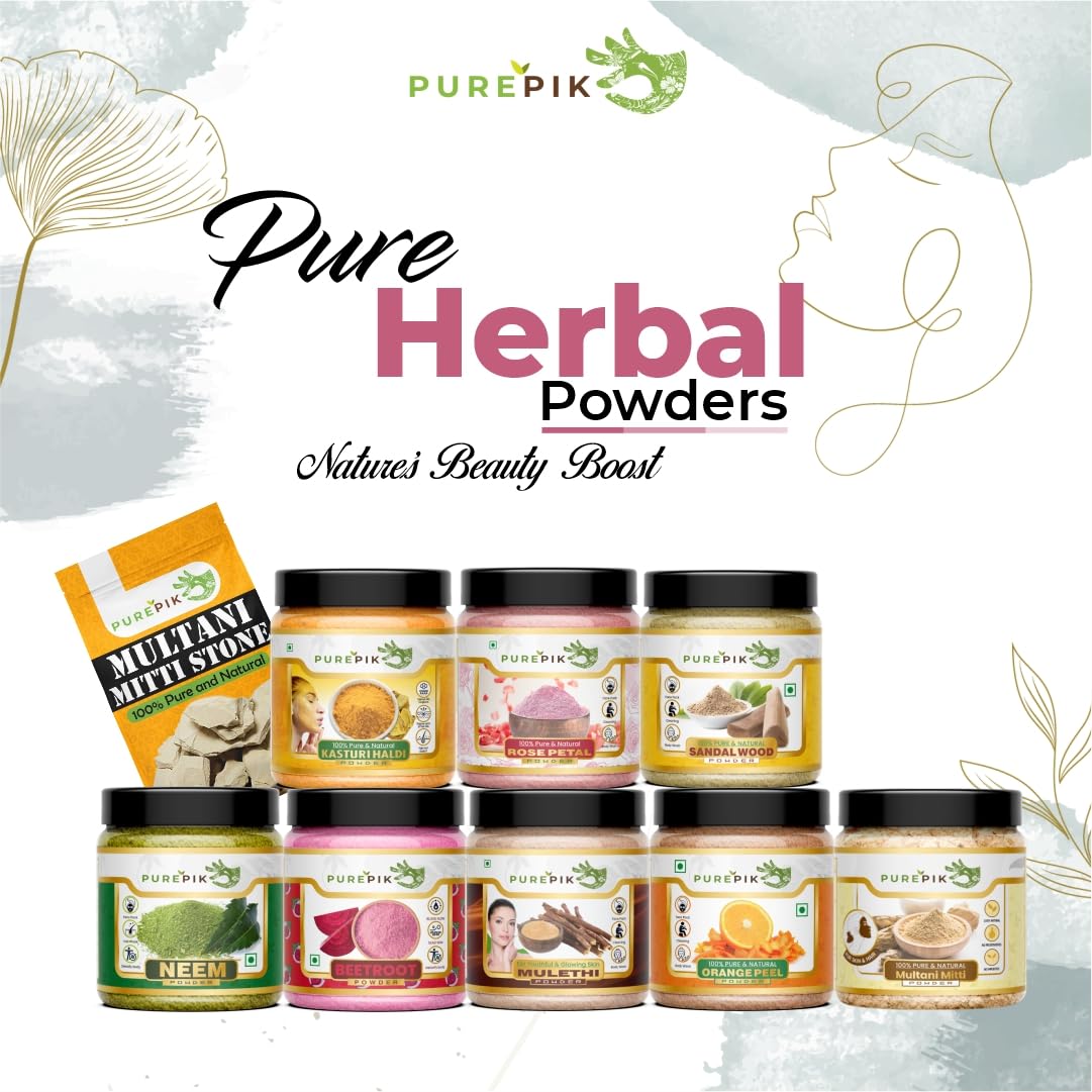 Pure Pik Organic Mulethi Powder (Licorice Root Powder) - 200g Jar for Skin Care, Face Masks & Herbal Tea | Yashtimadhu Powder for Glowing Skin & Digestive Health