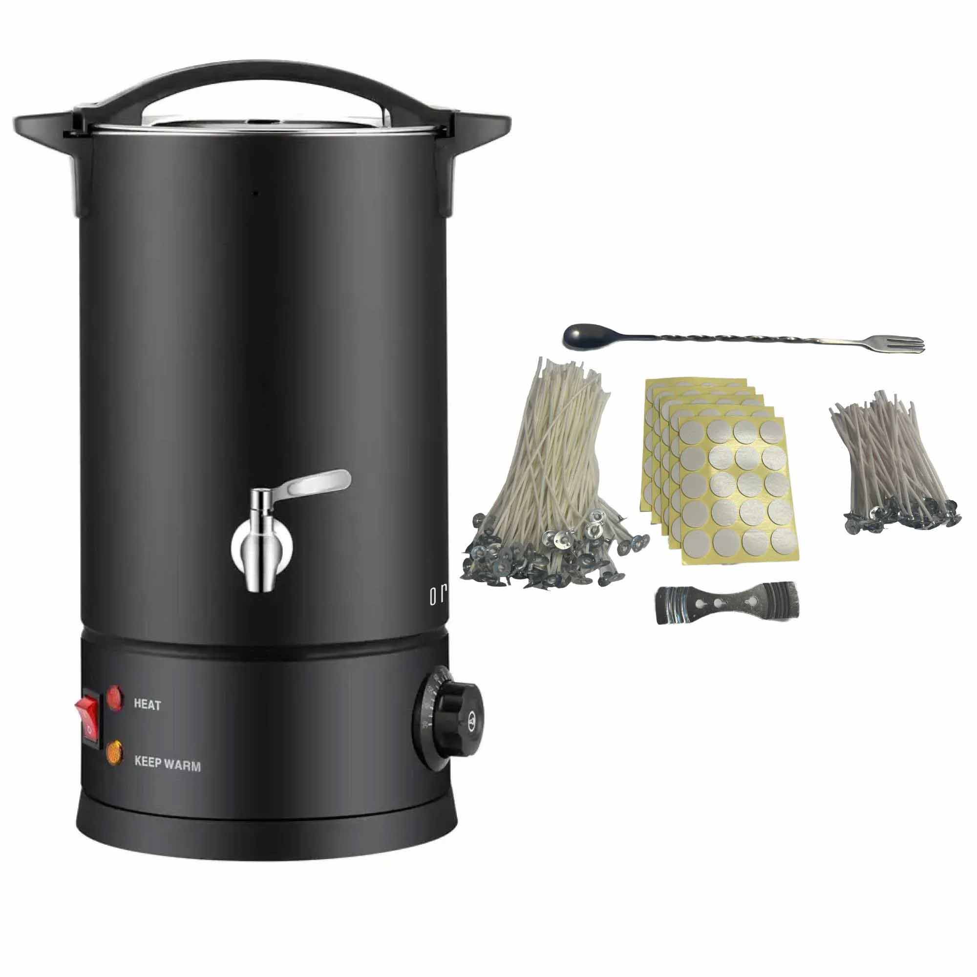 10L Black Candle Wax Heater with Tap & Accessories - Professional Candle Wax Melter for DIY Candles, Waxing, and Spa Treatments at Home or Salon
