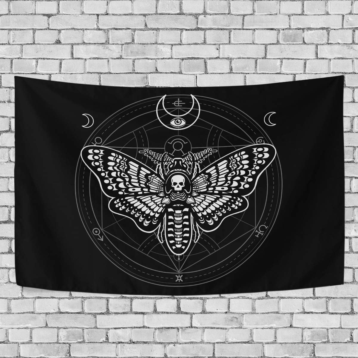 ALAZA Moth Moon and Mystical Circle Tapestry Wall Hanging - Boho Home Decor for Living Room, Bedroom, Dorm - Perfect for Meditation Spaces & Hippie Aesthetic Rooms