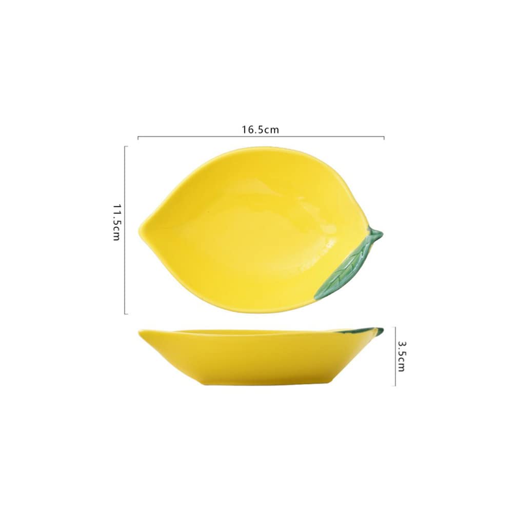 3Pcs Ceramic Dessert Plates - Cute Fruit-Shaped Snack Bowls for Dried Fruits, Salads, Sauces & Seasonings (Grape, Strawberry, Lemon) | Perfect for Tea Parties, Picnics & Home Decor