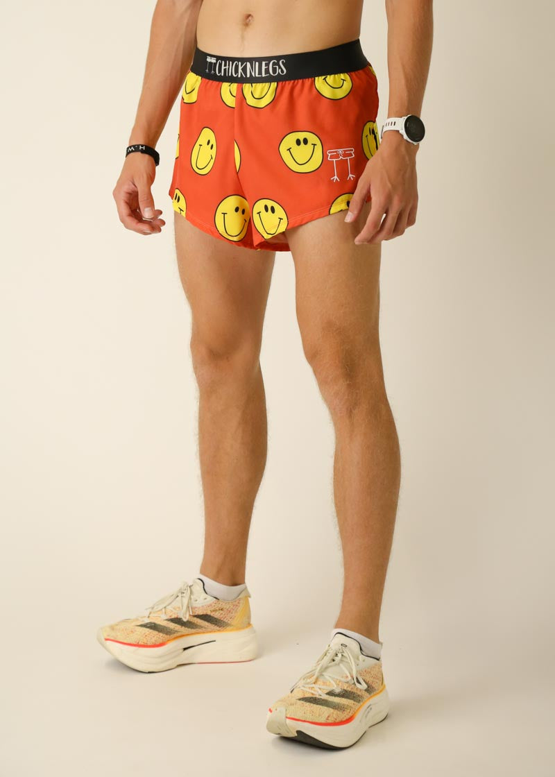 Men's Smiley 2 Split Running Shorts - Lightweight Quick-Dry Athletic Shorts for Gym, Workout & Summer Outdoor Activities