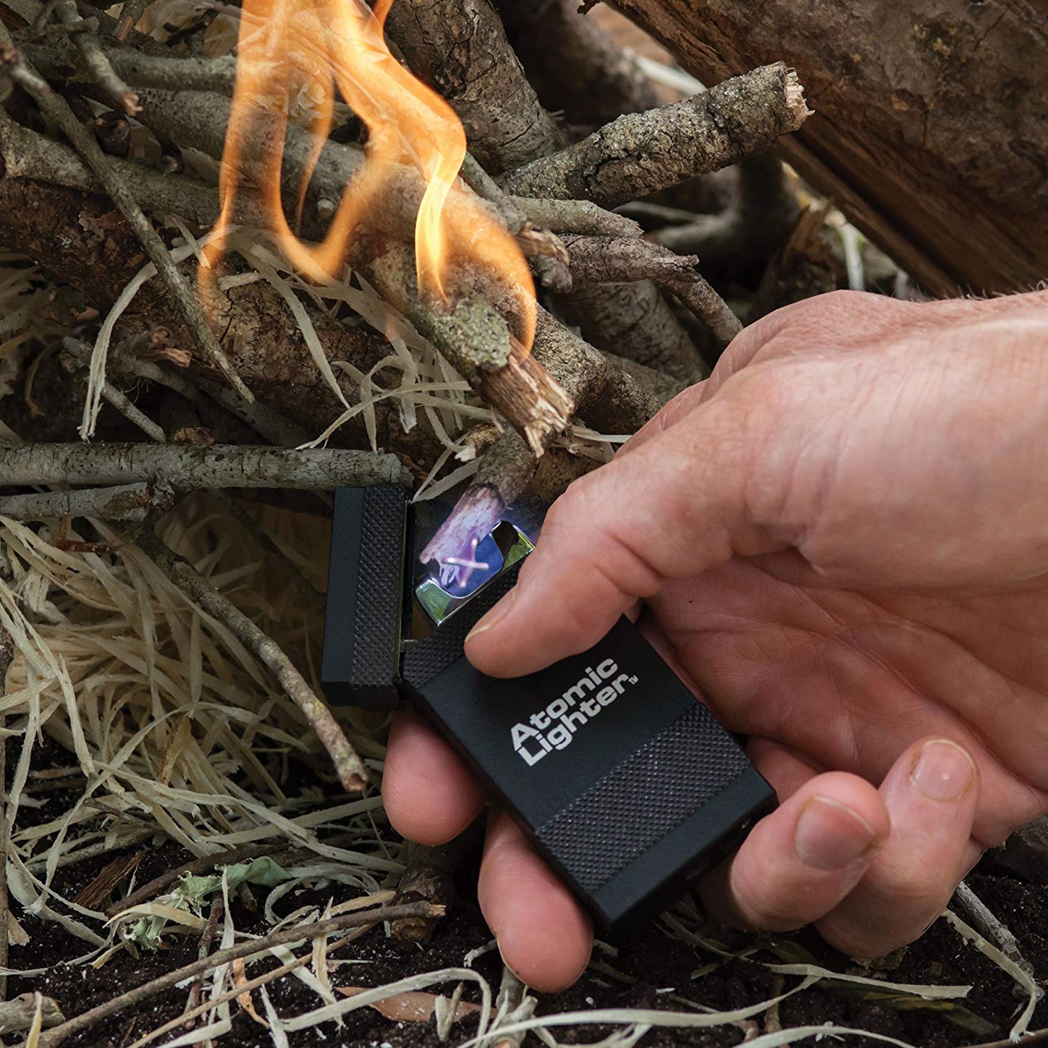 Premium Atomic Lighter - Windproof USB Rechargeable Metal Lighter for Outdoor Camping, Hiking, BBQ & Survival Gear (Ideal for Travel, Emergency & Everyday Use)