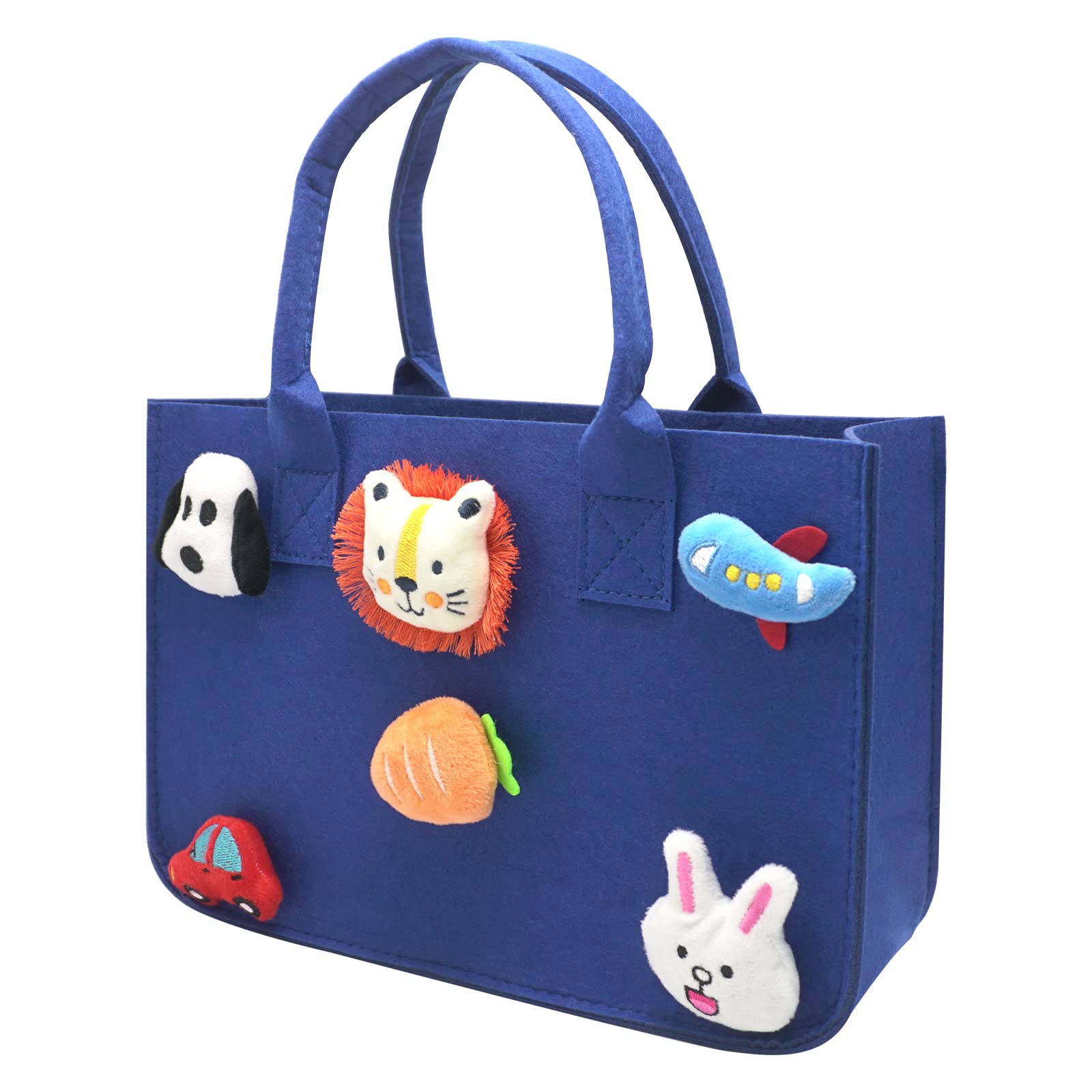 Durable Cartoon Grocery Felt Tote Bag - Eco-Friendly Shopping Basket Organizer for Beach, Travel, and Toy Storage | Perfect for Grocery Shopping, Picnics, and Kids' Toy Organization