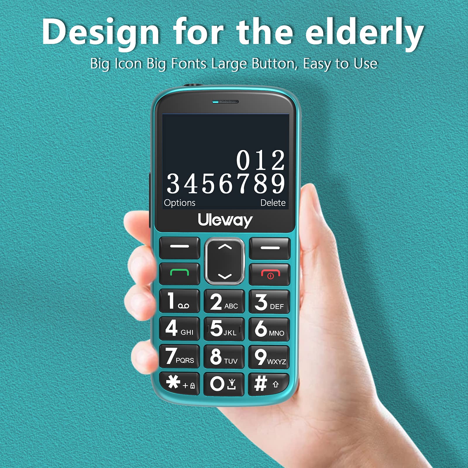 Uleway Big Button Easy-to-Use Unlocked Senior Cell Phone - Dual SIM Basic Mobile Phone for Elderly with SOS Emergency Button, Charging Dock & Hearing Aid Compatible (HAC) - Perfect for Emergency Calls, Daily Communication & Independent Living