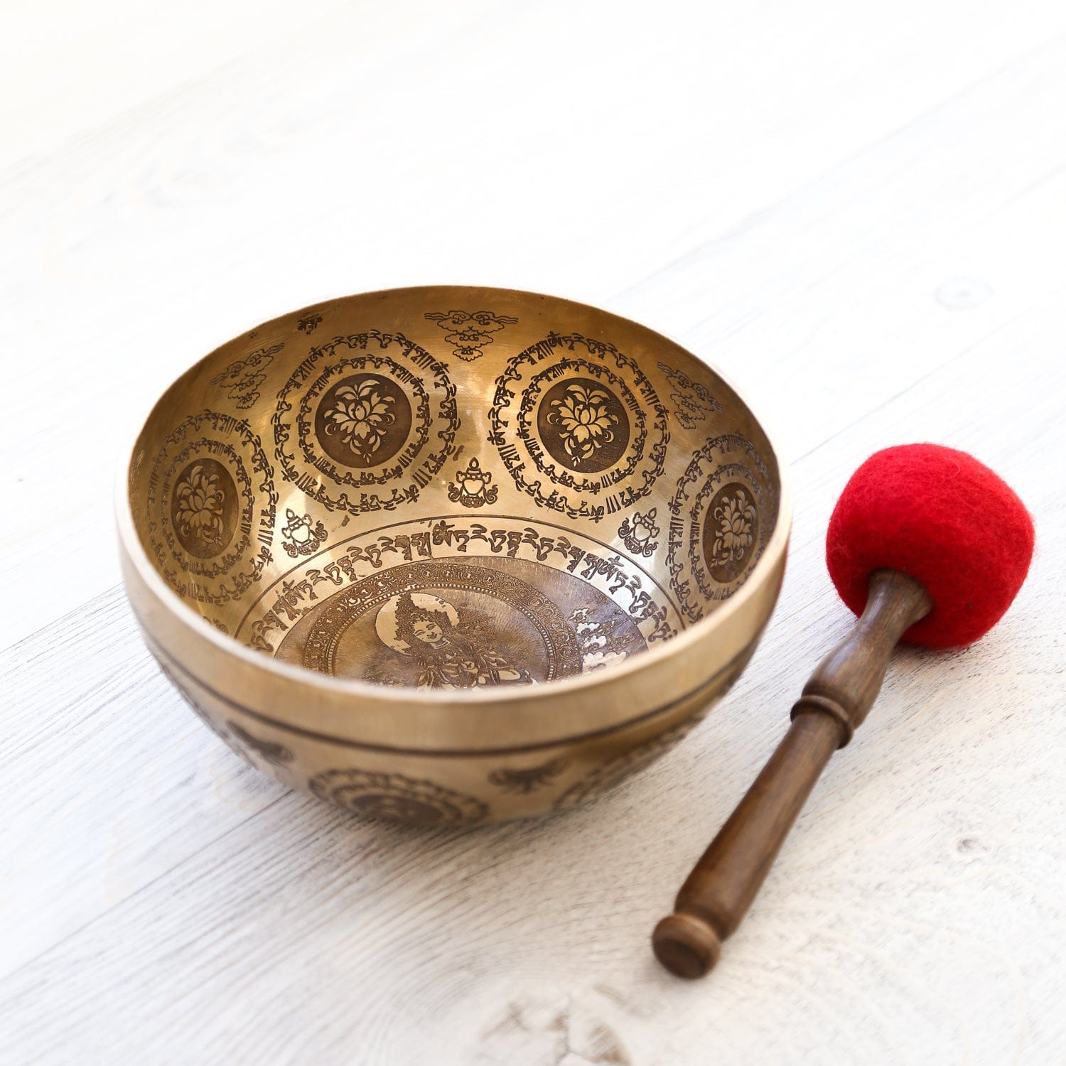 Green Tara Goddess Singing Bowl - Tibetan Meditation Bowl for Healing, Yoga & Spiritual Practice - Perfect for Mindfulness, Sound Therapy & Home Decor