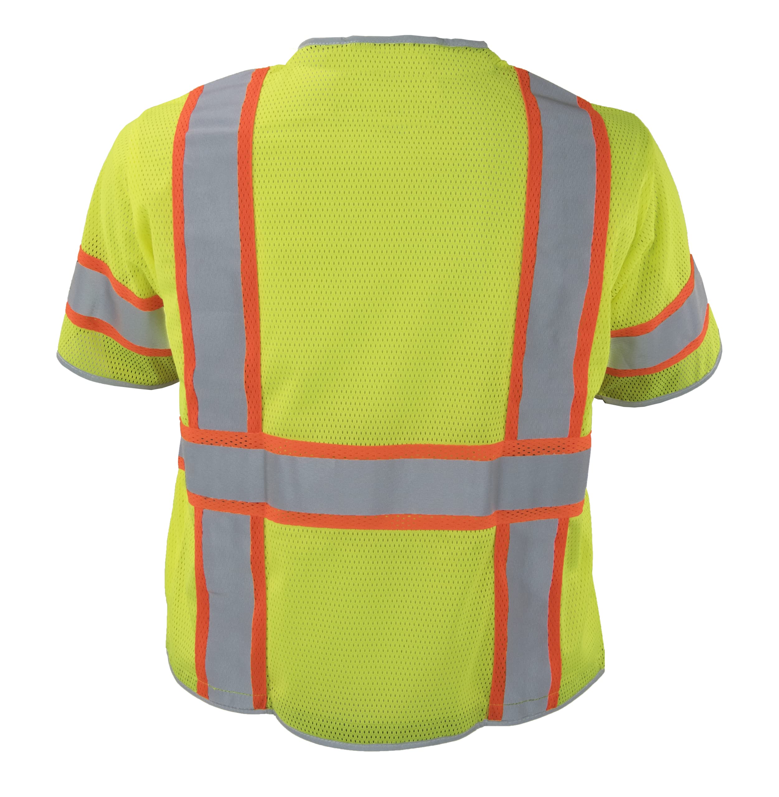 Ironwear 1299 Class 3 Polyester Mesh Safety Vest with Zipper, Radio Clips & Badge Holder - High Visibility Reflective Work Vest for Construction, Road Crew & Emergency Responders