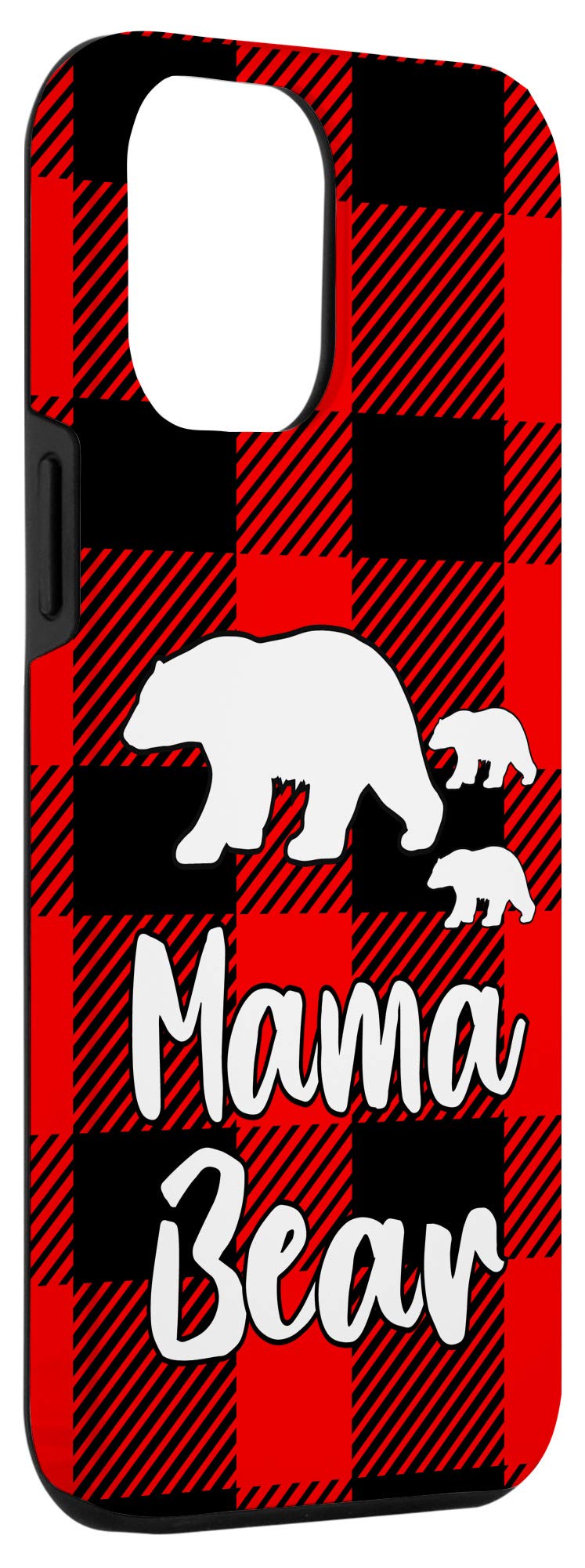 iPhone 12 Pro Max Case - Cute Mama Bear Cubs Design with Buffalo Black & Red Plaid Pattern | Durable Protective Cover for Women & Teens | Perfect for School, Work & Everyday Use