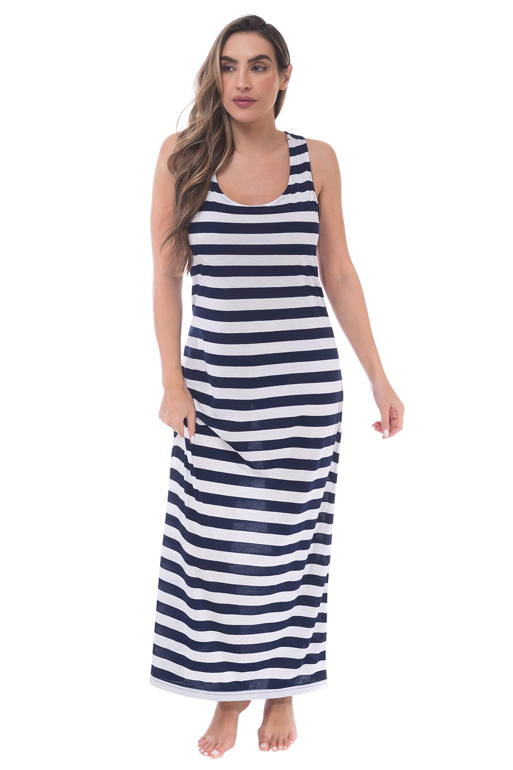 Just Love Racerback Solid Tank Dress with Bungee - Women's Stretchy Casual Summer Dress for Beach, Yoga & Everyday Wear