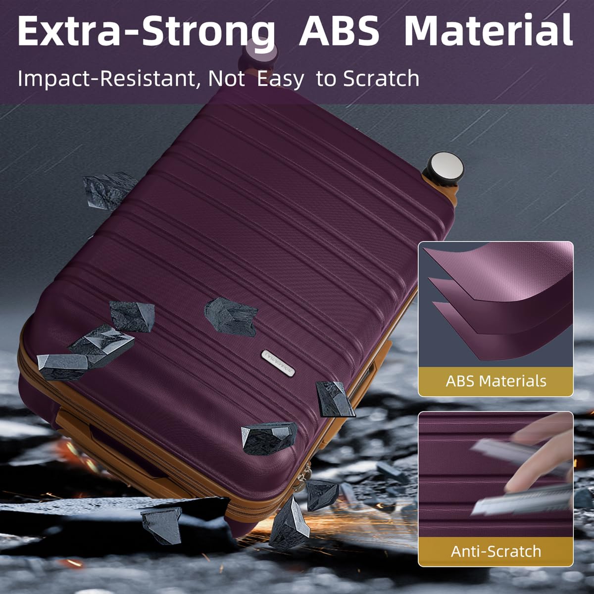Premium 6-Piece Lavender Hardside Luggage Set with Expandable Carry-On, Spinner Wheels & TSA Lock - Lightweight Suitcase for Women Travel, Business Trips & Vacation (Purple)