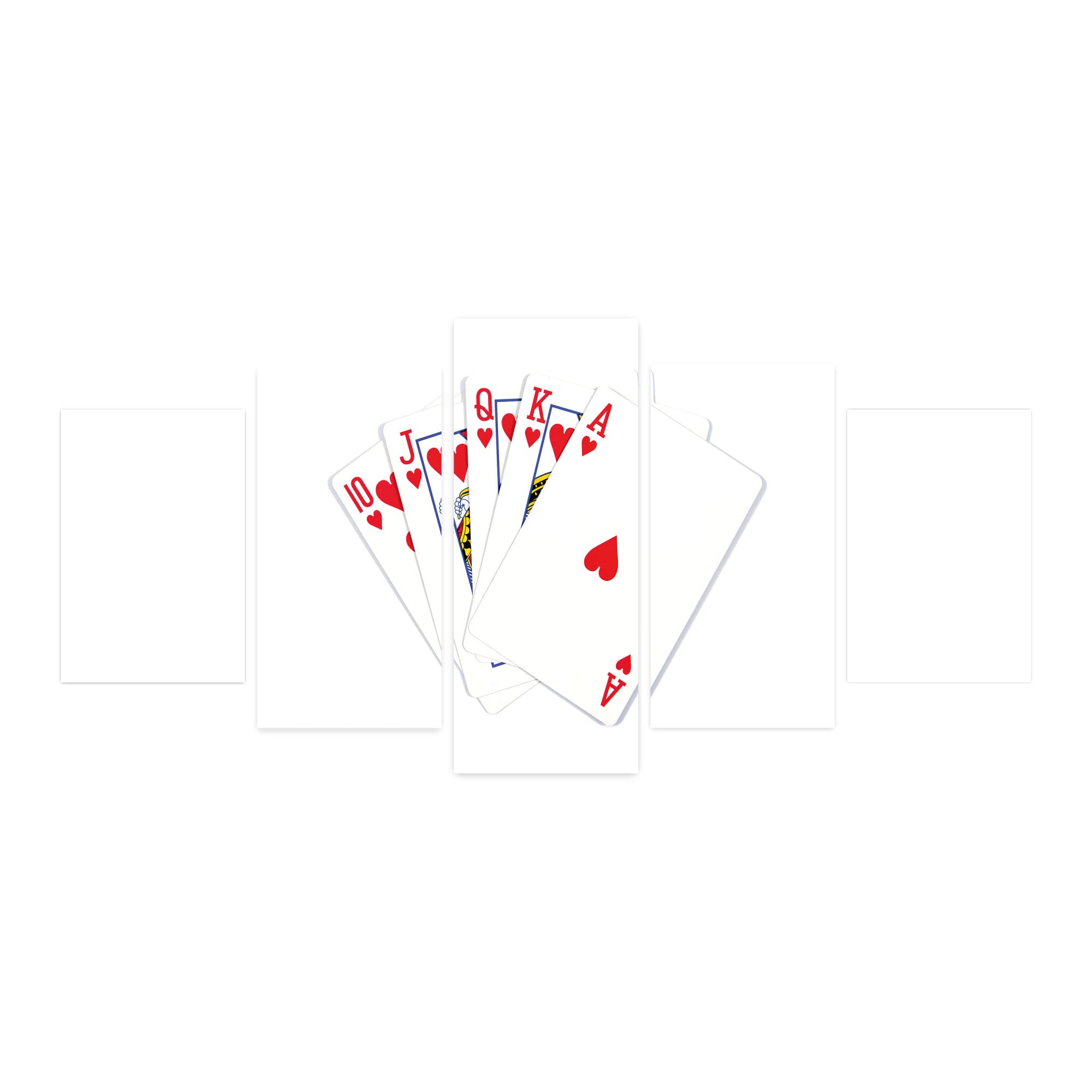Ambesonne Poker 5-Panel Acrylic Glass Wall Art Decor - Royal Flush Heart Suit Playing Cards Design on White Background - Modern Home & Office Decor for Living Room, Bedroom, Dorm - 60