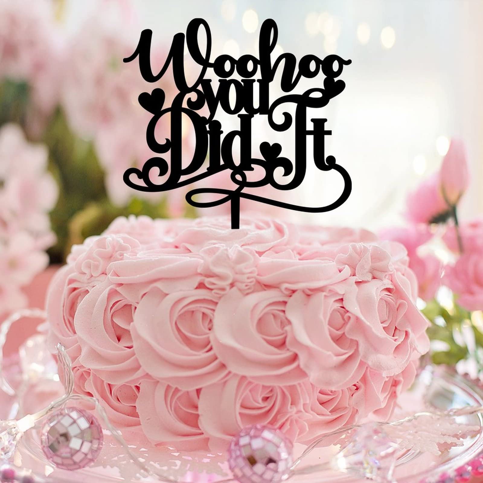 Woohoo You Did It Graduation Cake Topper - Acrylic Black Class of 2022 Decor - Graduation Cap Cake Topper for Him/Her - Perfect Graduation Gift for Friends & Family - Ideal for Graduation Parties, Cakes & Celebration Decorations
